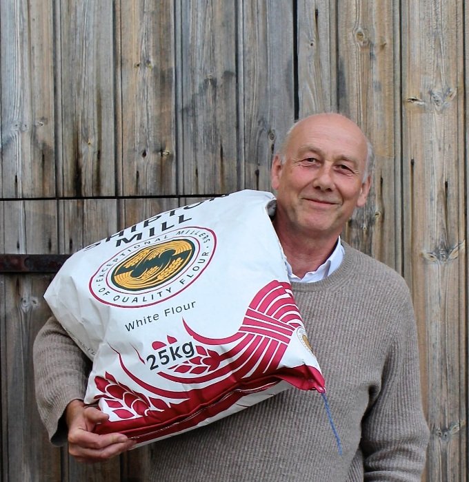 Pictured: John Lister with a bag of Shipton's famous white flour