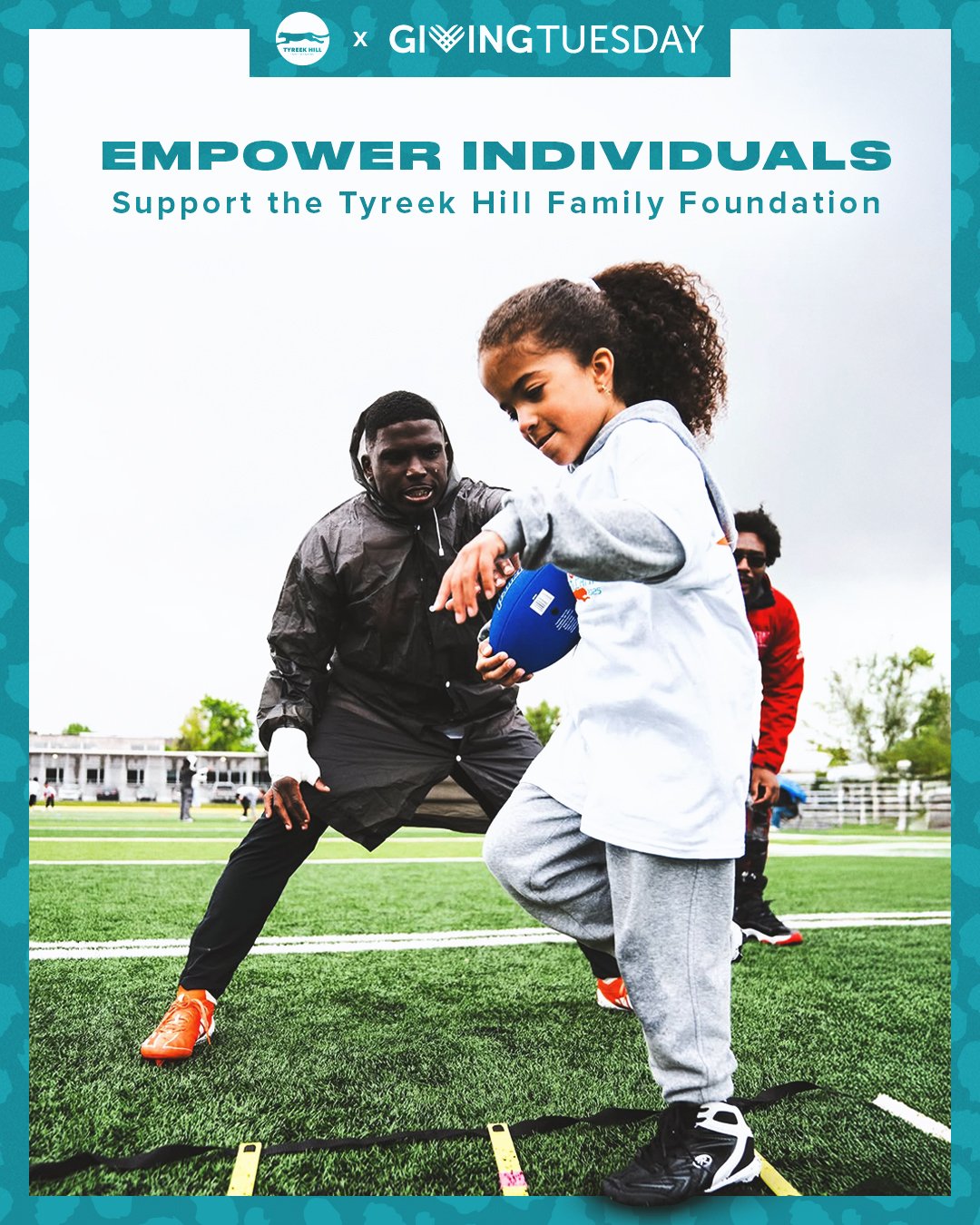 This #GivingTuesday, consider Tyreek Hill Family Foundation as a way to give back to those in need. All donations made to the Tyreek Hill Family Foundation go toward the foundation's impact areas of education and wellness 💙