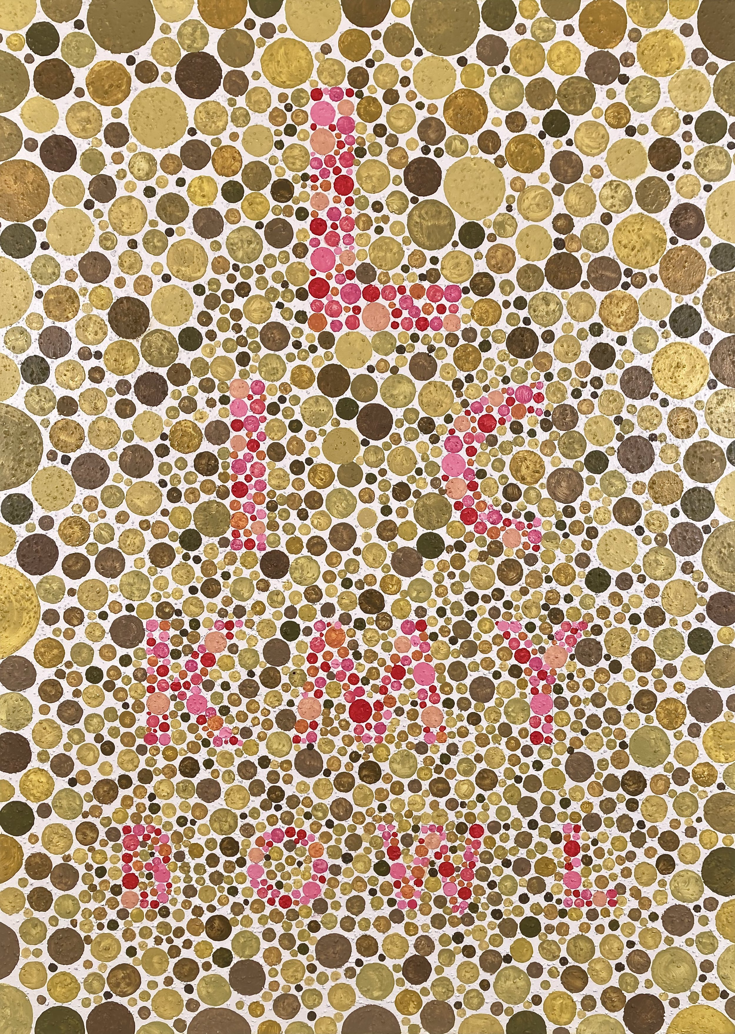 lick my bowl, 2022, acrylic and mixed media on canvas, 46" x 33" x 2"