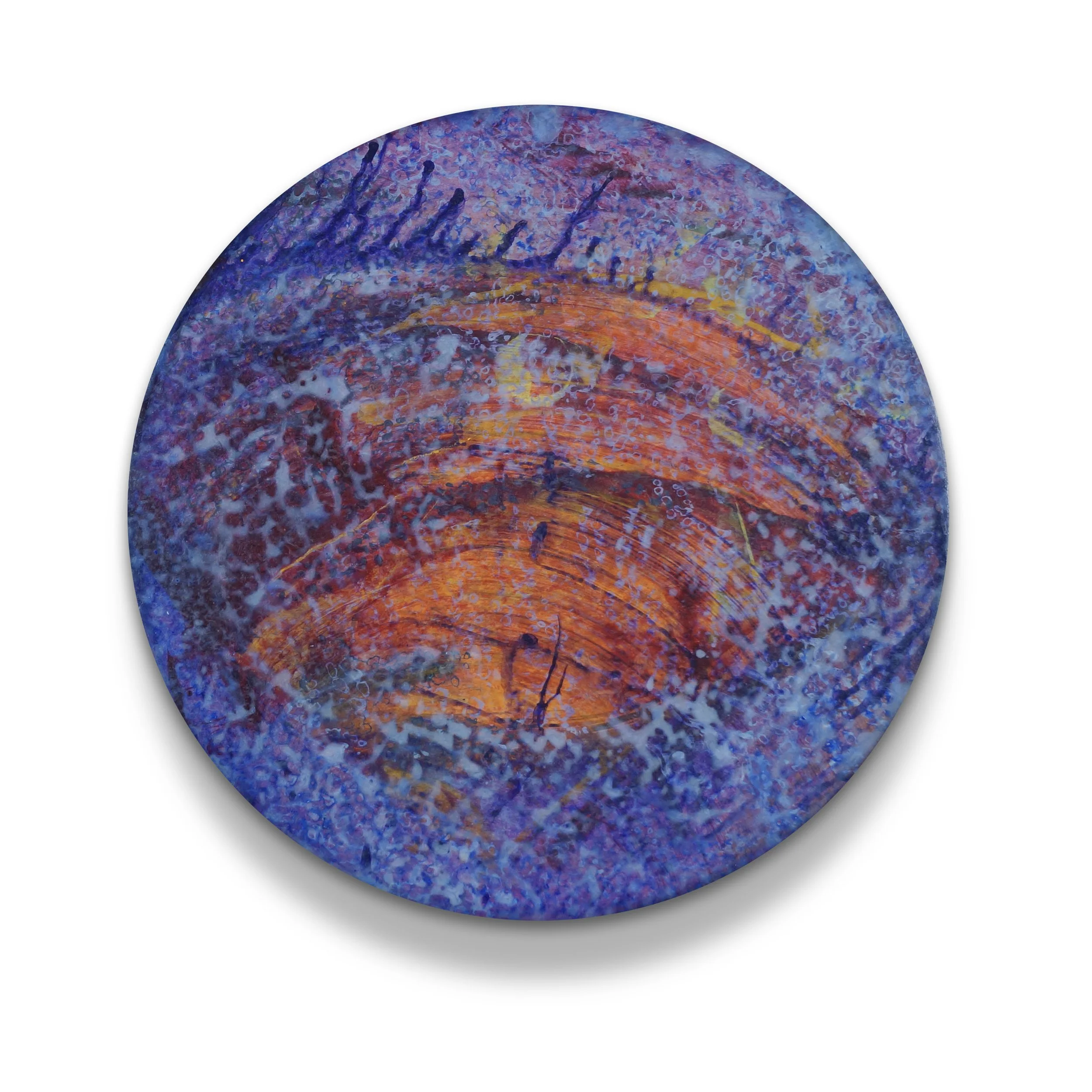 surface tension # 2, 2017
acrylic on panel, 19" diameter x 2" deep