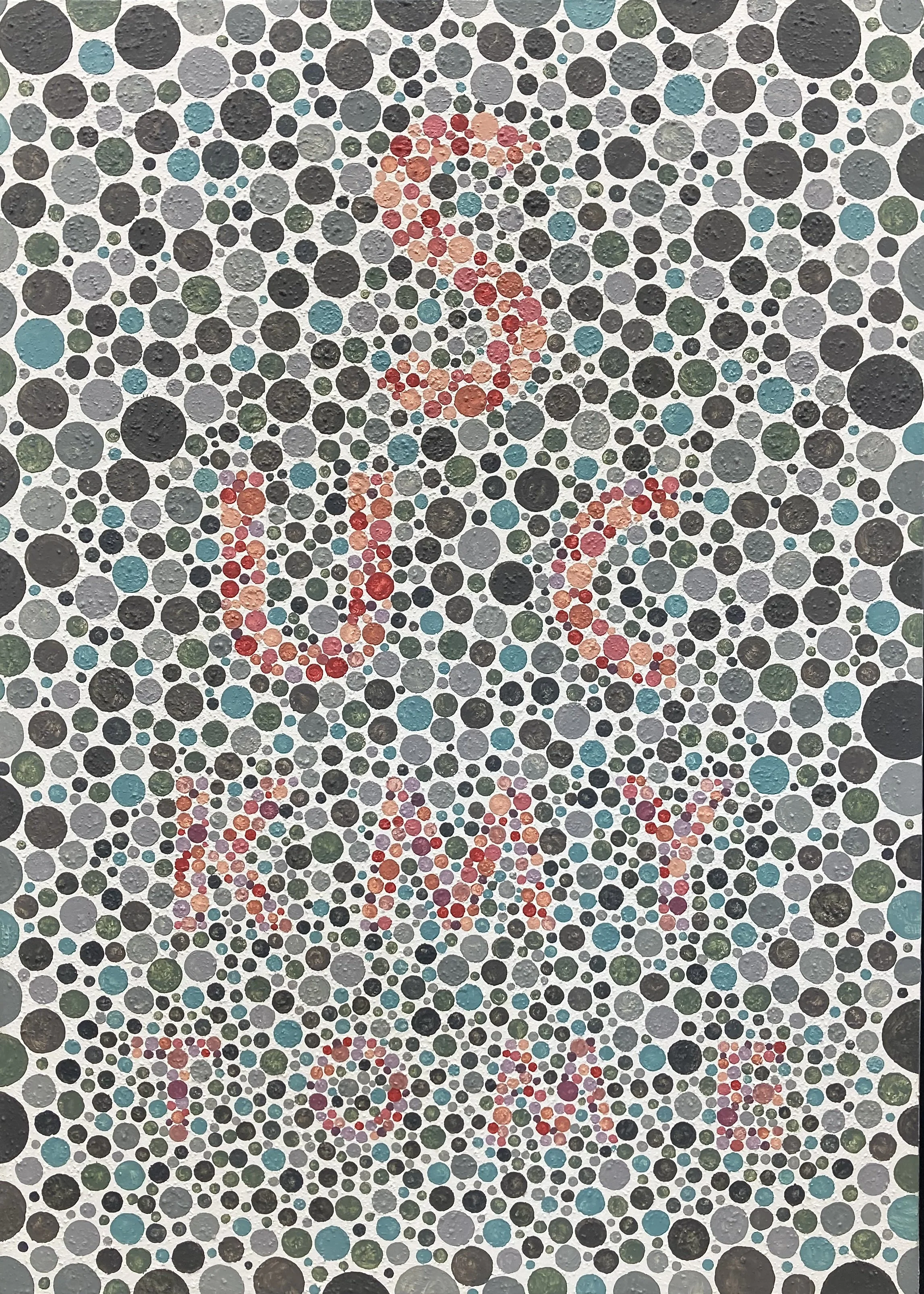 suck my tome, 2022, acrylic and mixed media on canvas, 46" x 33" x 2"