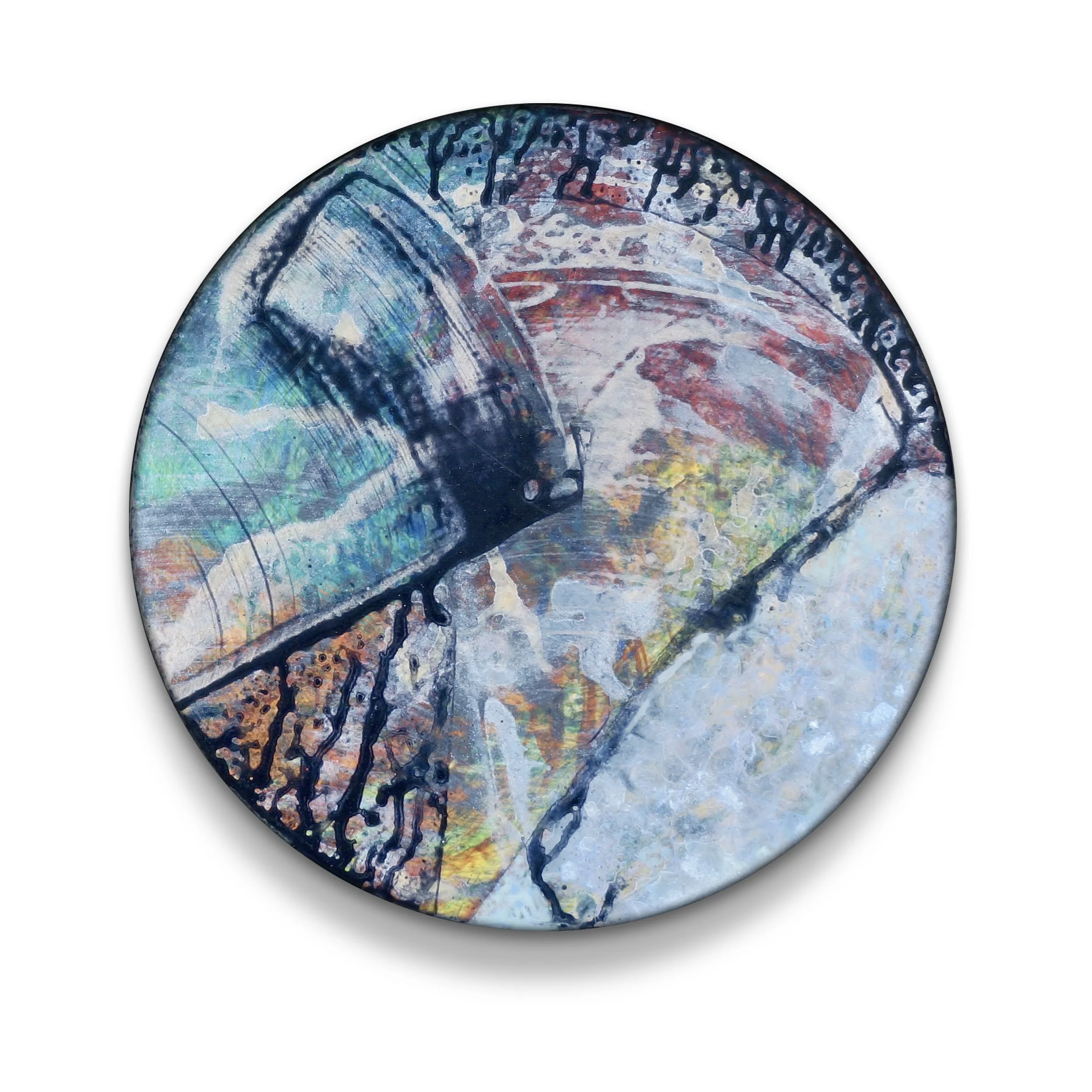 surface tension # 4, 2017
acrylic on panel, 15.5" diameter x 2" deep