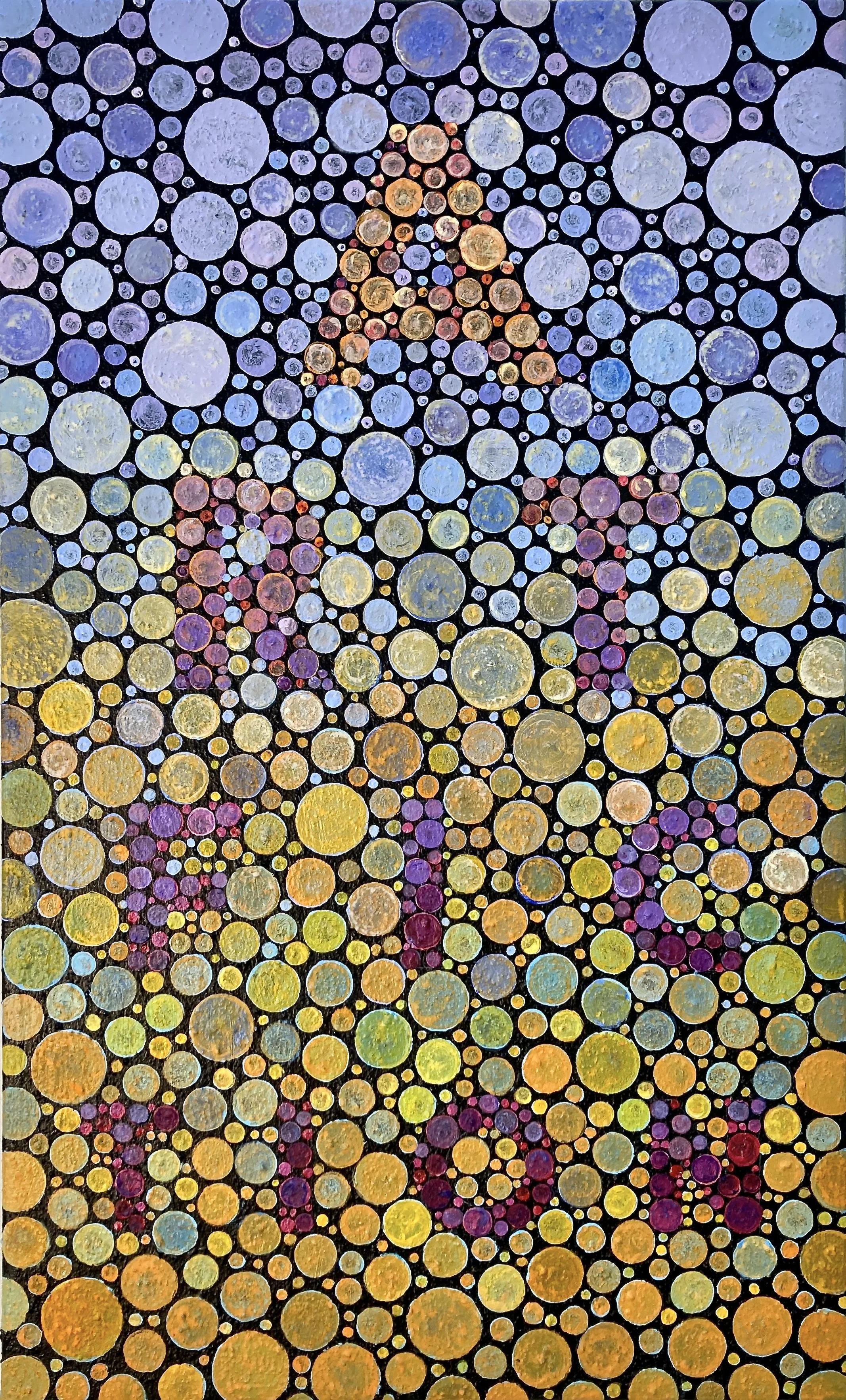 art fiction, 2025, acrylic and mixed media on canvas, 30" x 18" x 1.25"