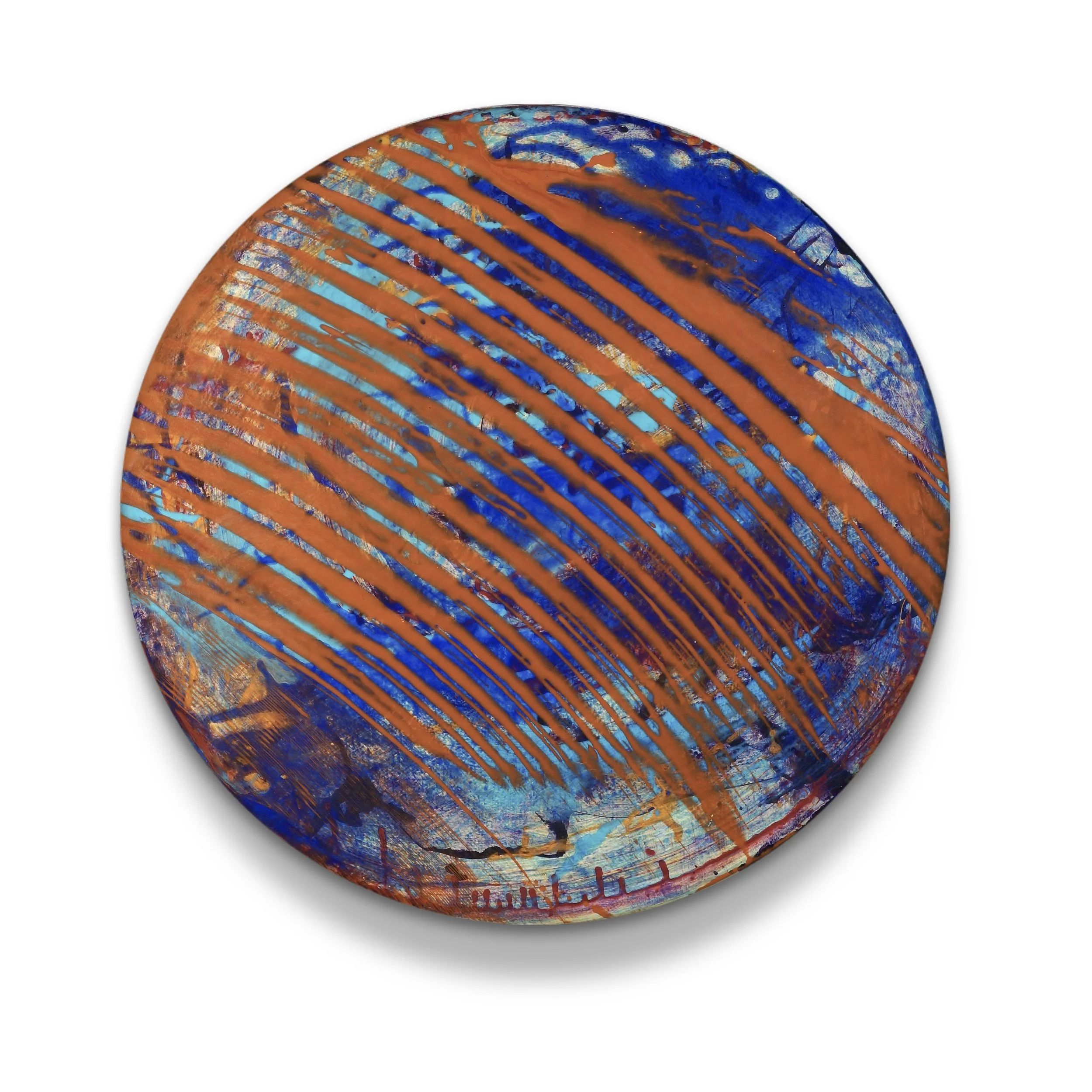 surface tension # 13, 2017 
acrylic on panel, 30.5" diameter x 3" deep