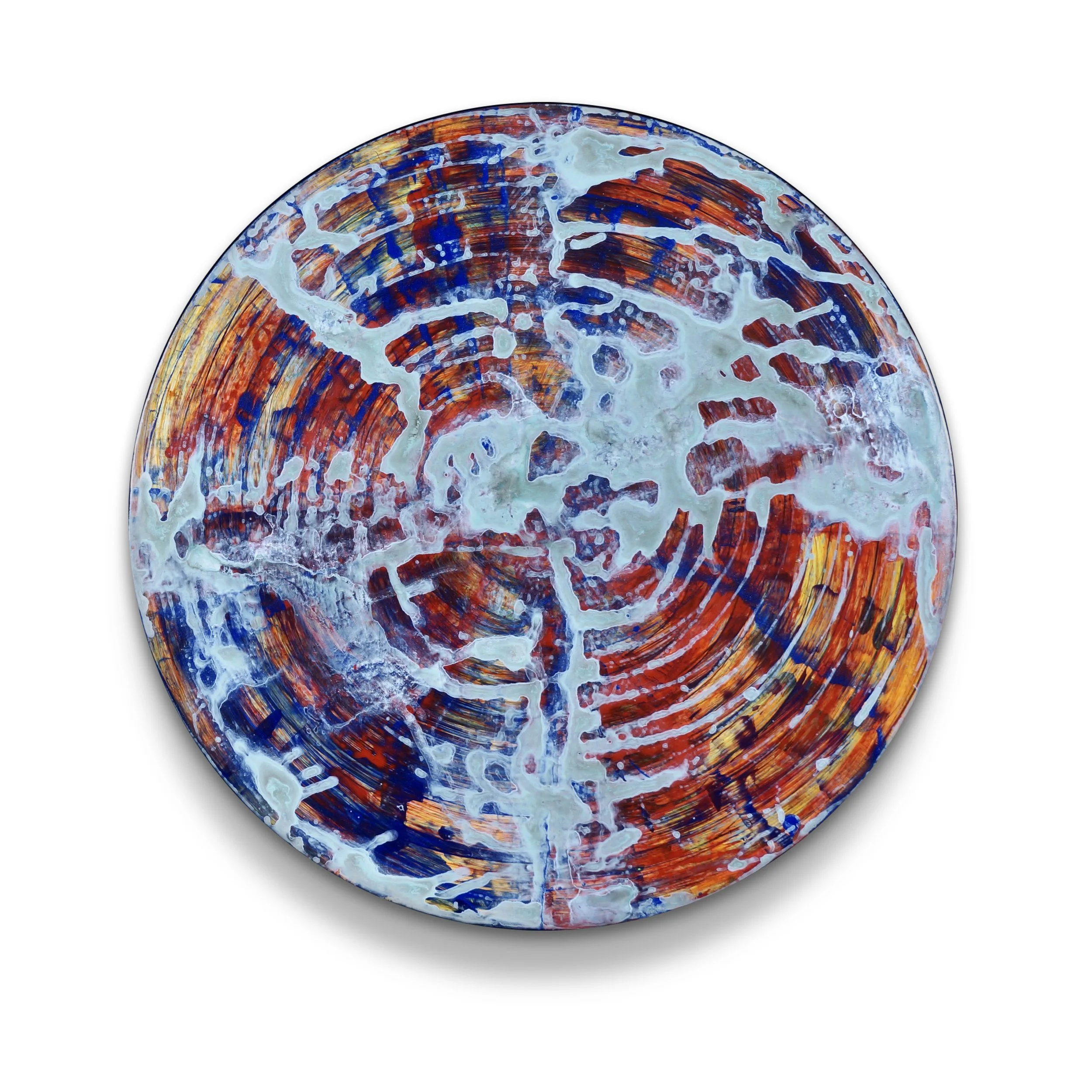 surface tension # 6, 2017
acrylic on panel 21" diameter x 2" deep