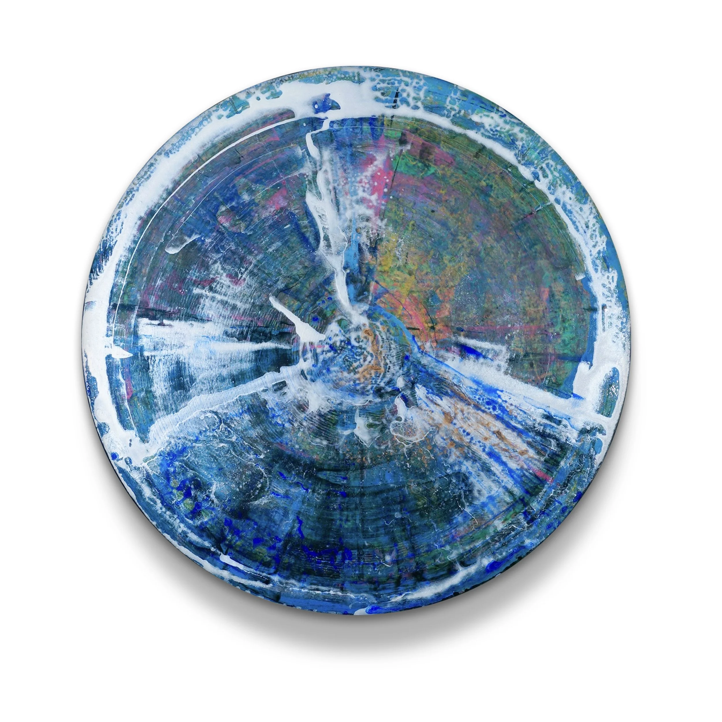 wipers # 2, 2013
acrylic on panel, 30" diameter x 3" deep