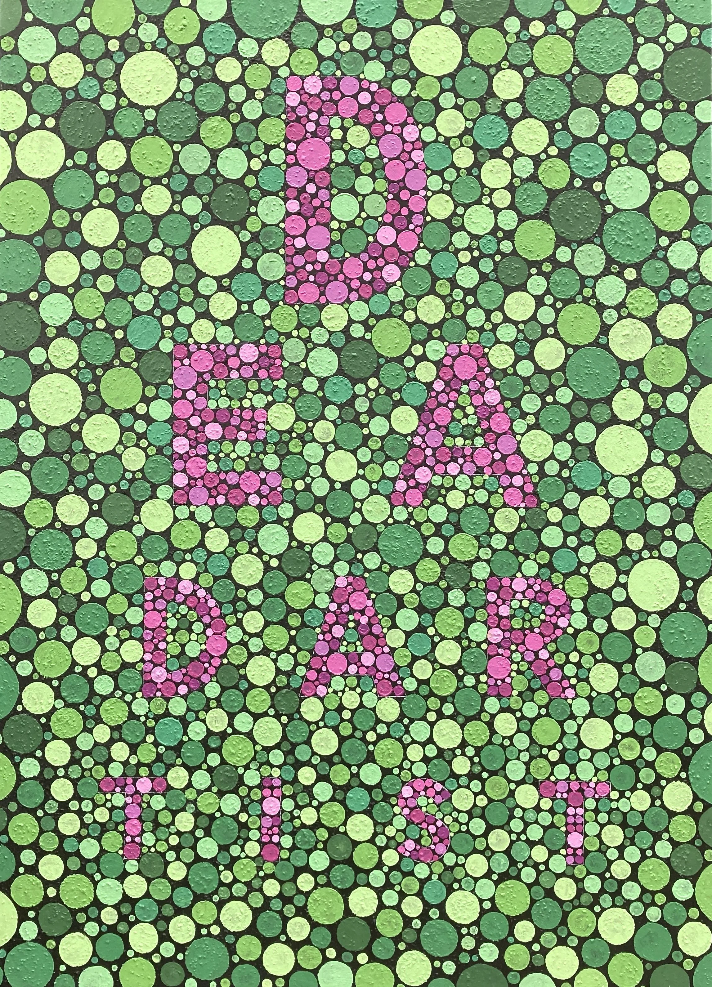 dead artist, 2022, acrylic and mixed media on canvas, 46" x 33" x 2"