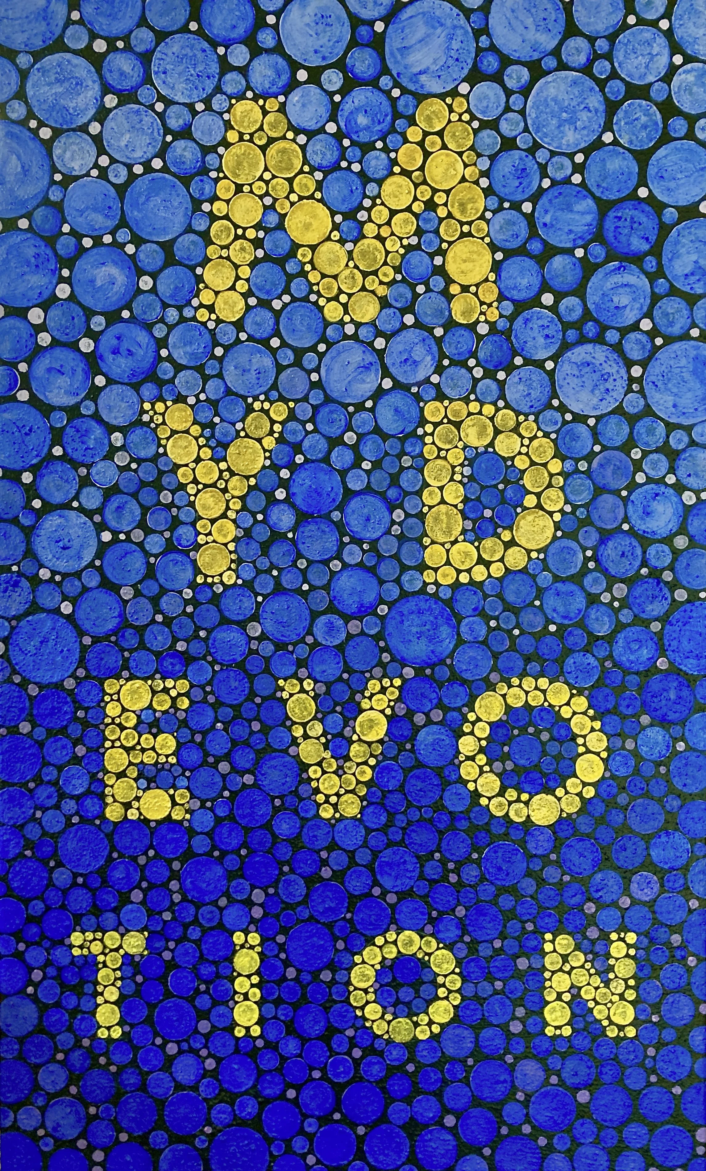 my devotion, 2024, acrylic and mixed media on canvas, 30" x 18" x 1.25"