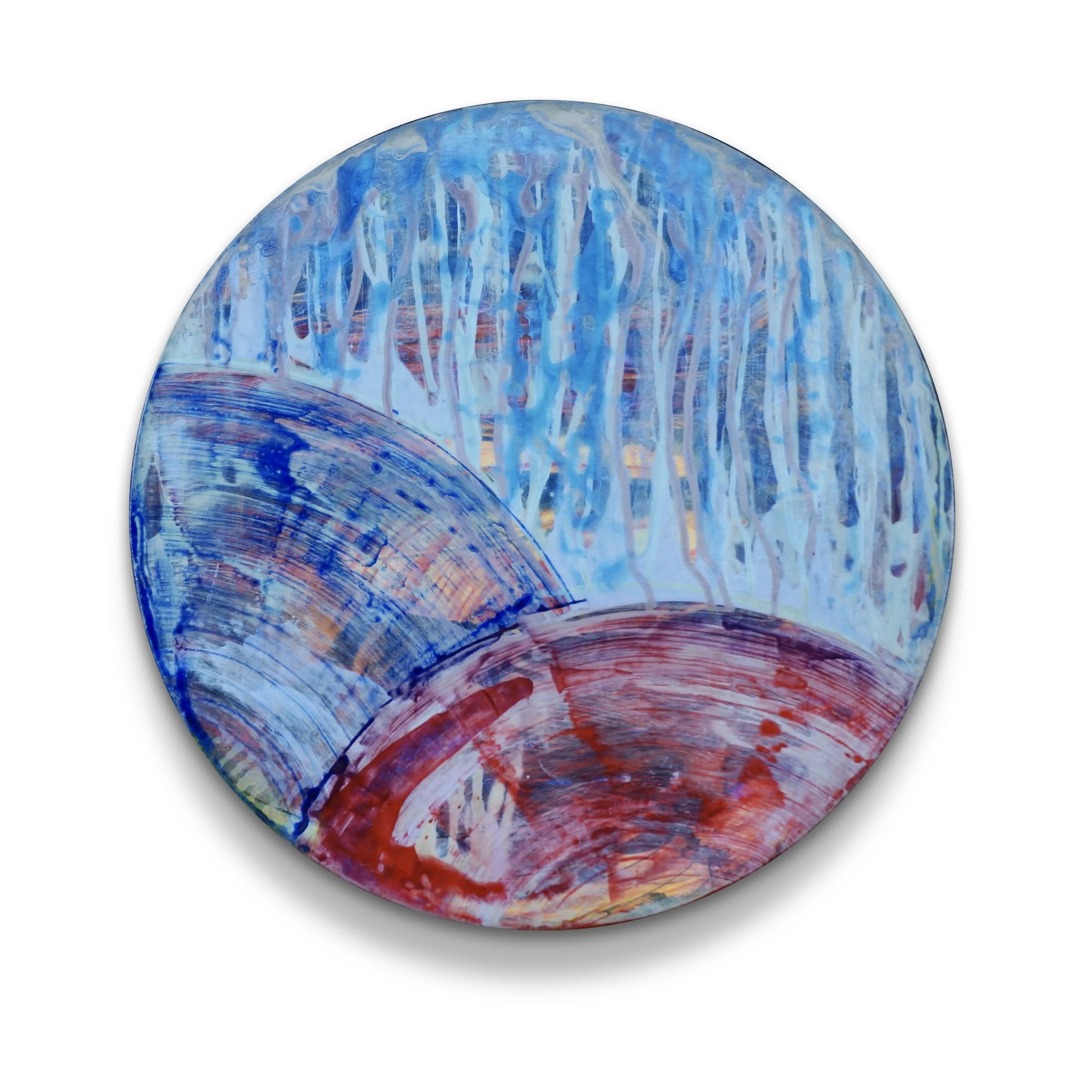 surface tension # 9, 2017
acrylic on panel, 19" diameter x 2" deep
