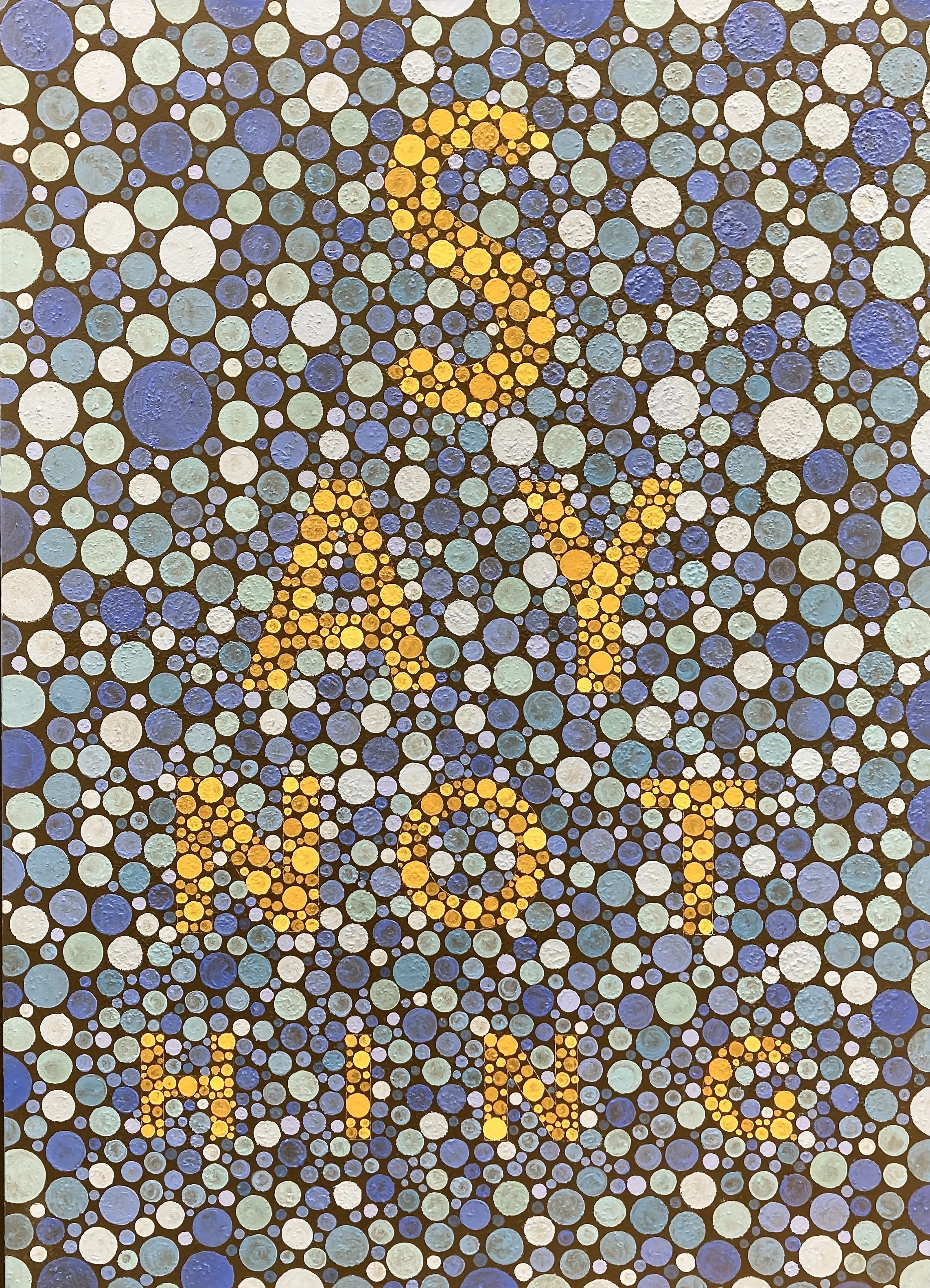say nothing, 2022, acrylic and mixed media on canvas, 46" x 33" x 2"