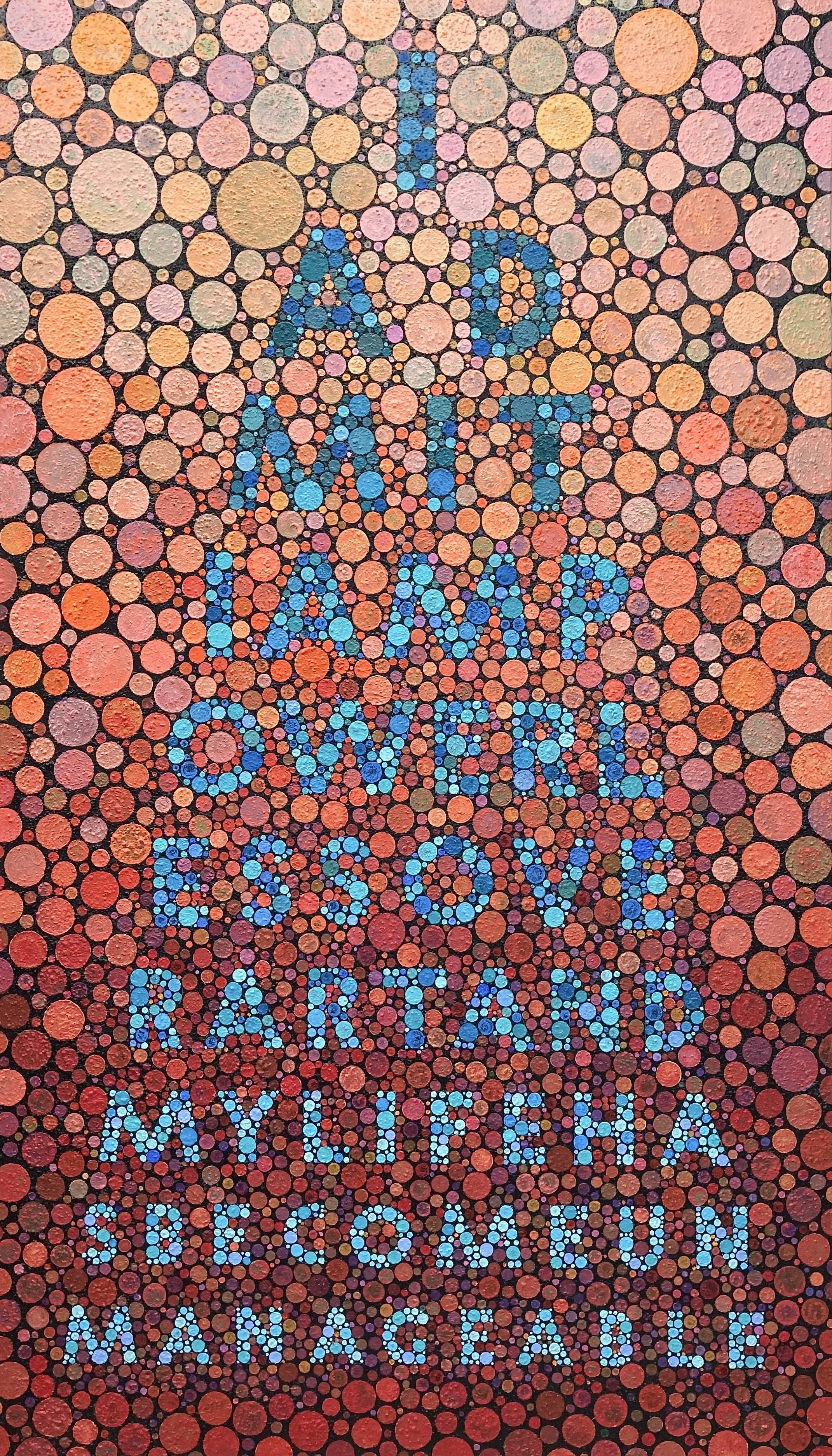 step one, 2023 acrylic and aggregate on wood panel, 84" x 48" x 2"