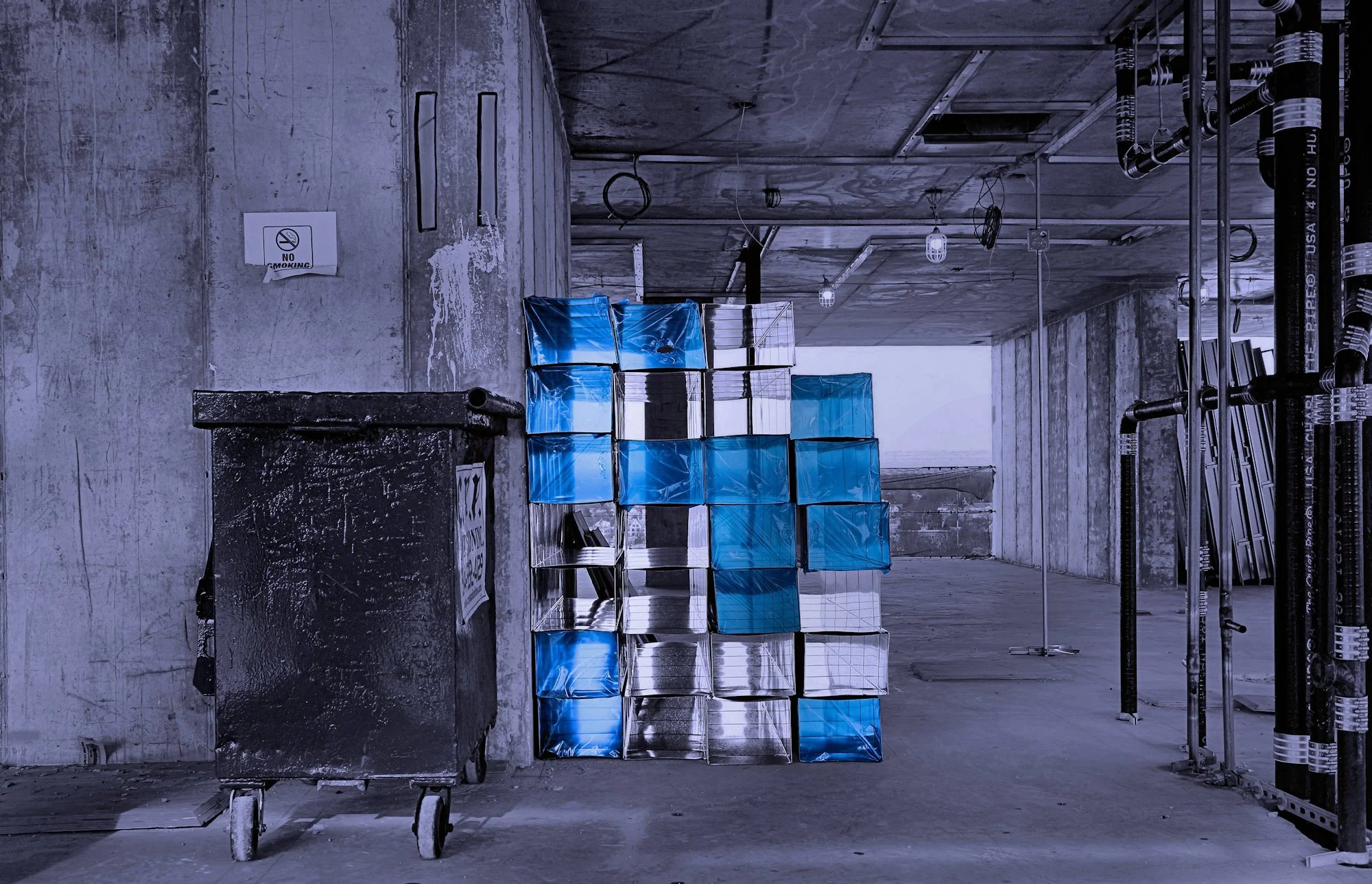 211221.A.03.N.02 - Protective Blue Plastic Covers on Duct Material