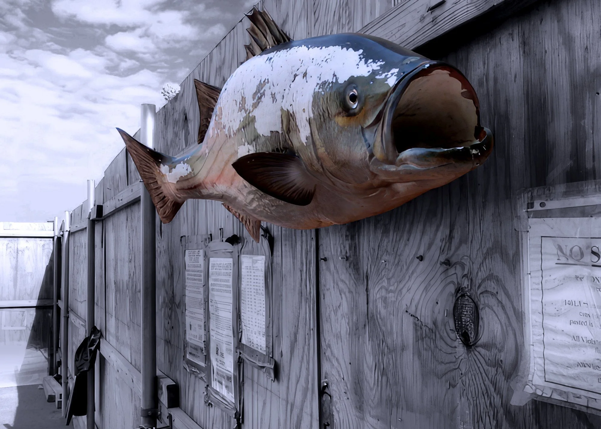 100813.A.04.N.01 - Fish on a Construction Fence