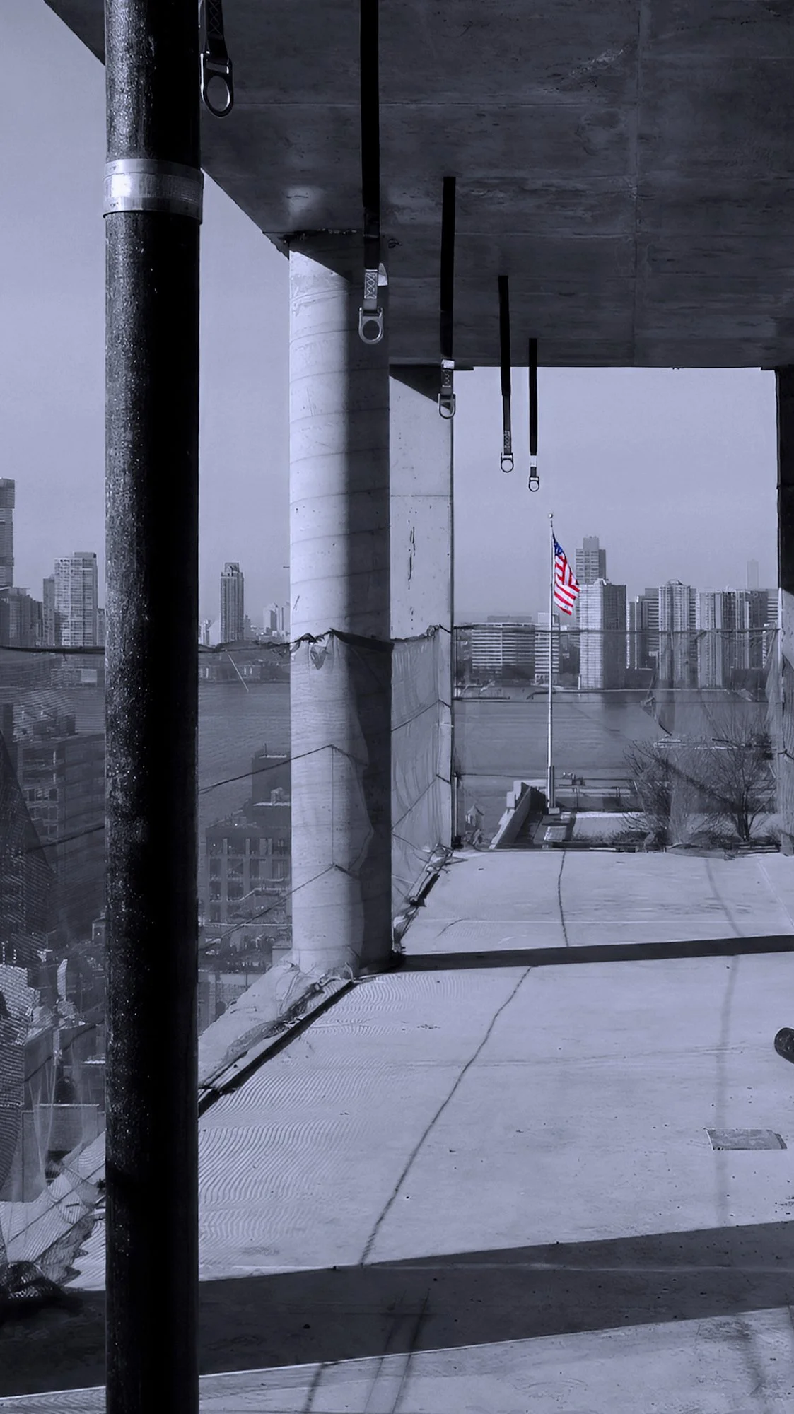 Building construction concrete usa flag