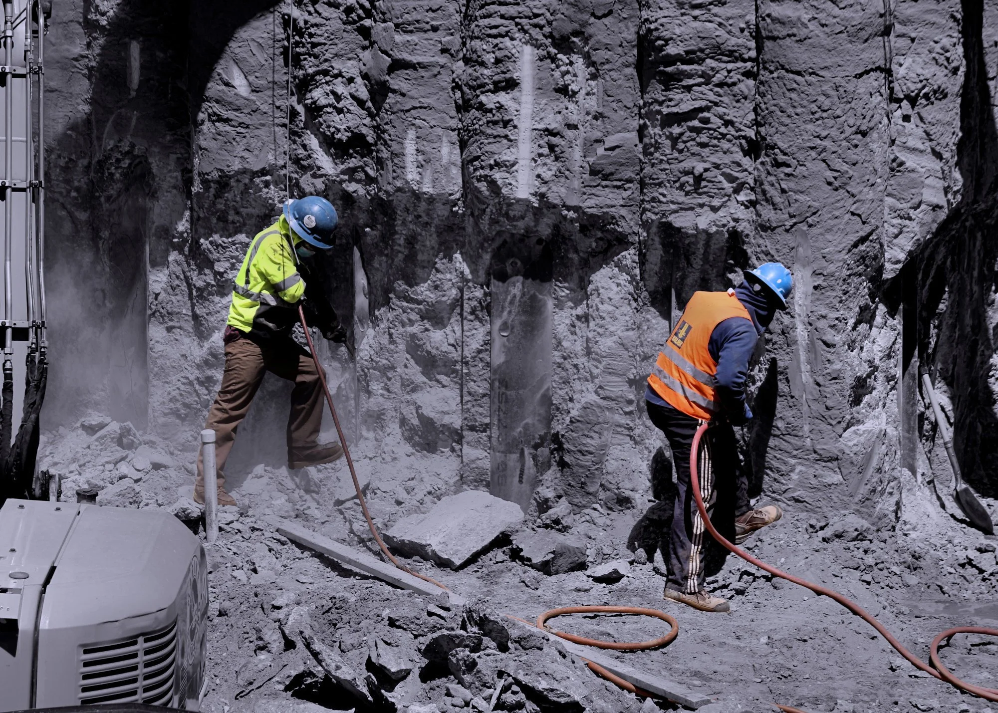 200505.A.02.Y.01 - Two Workers Using Jackhammers on Secant Piles