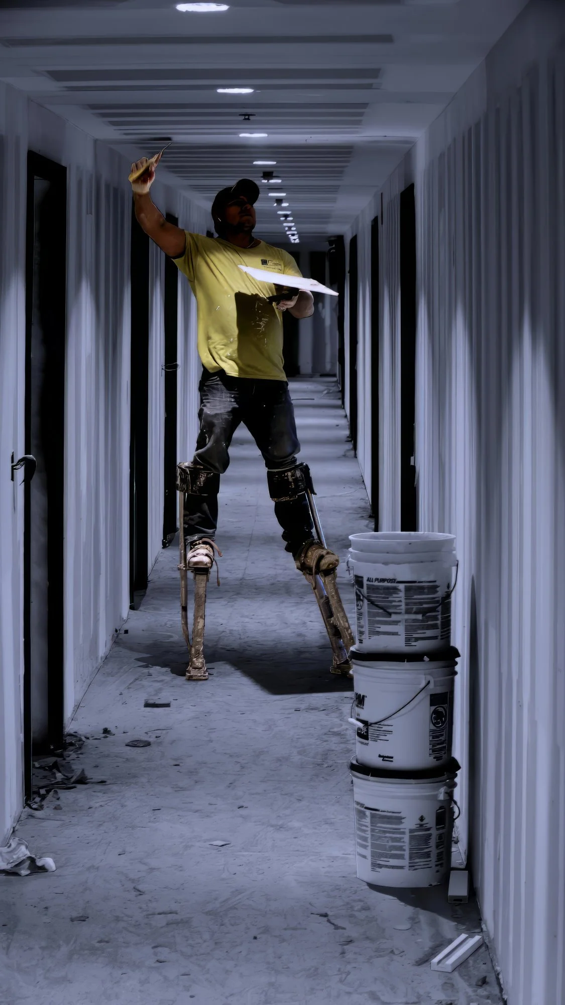 181001.A.02.Y.01 - Man Installing Compound to Ceiling Sheetrock