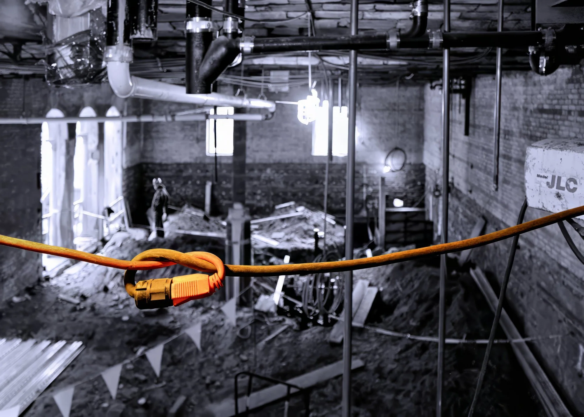 151008.A.08.N.01 - Hanging Extension Cord in a Construction Site