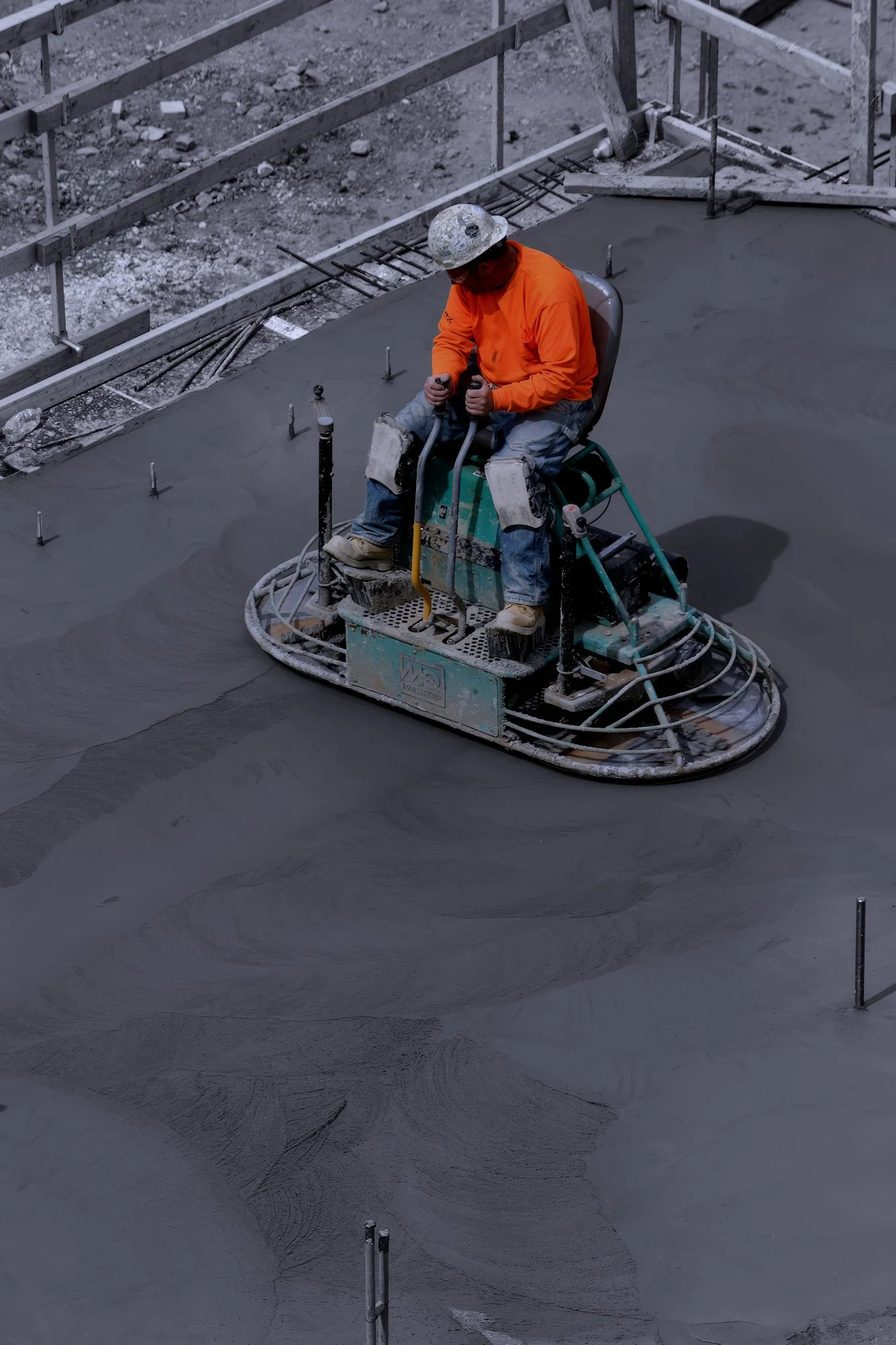 Building construction concrete finishing