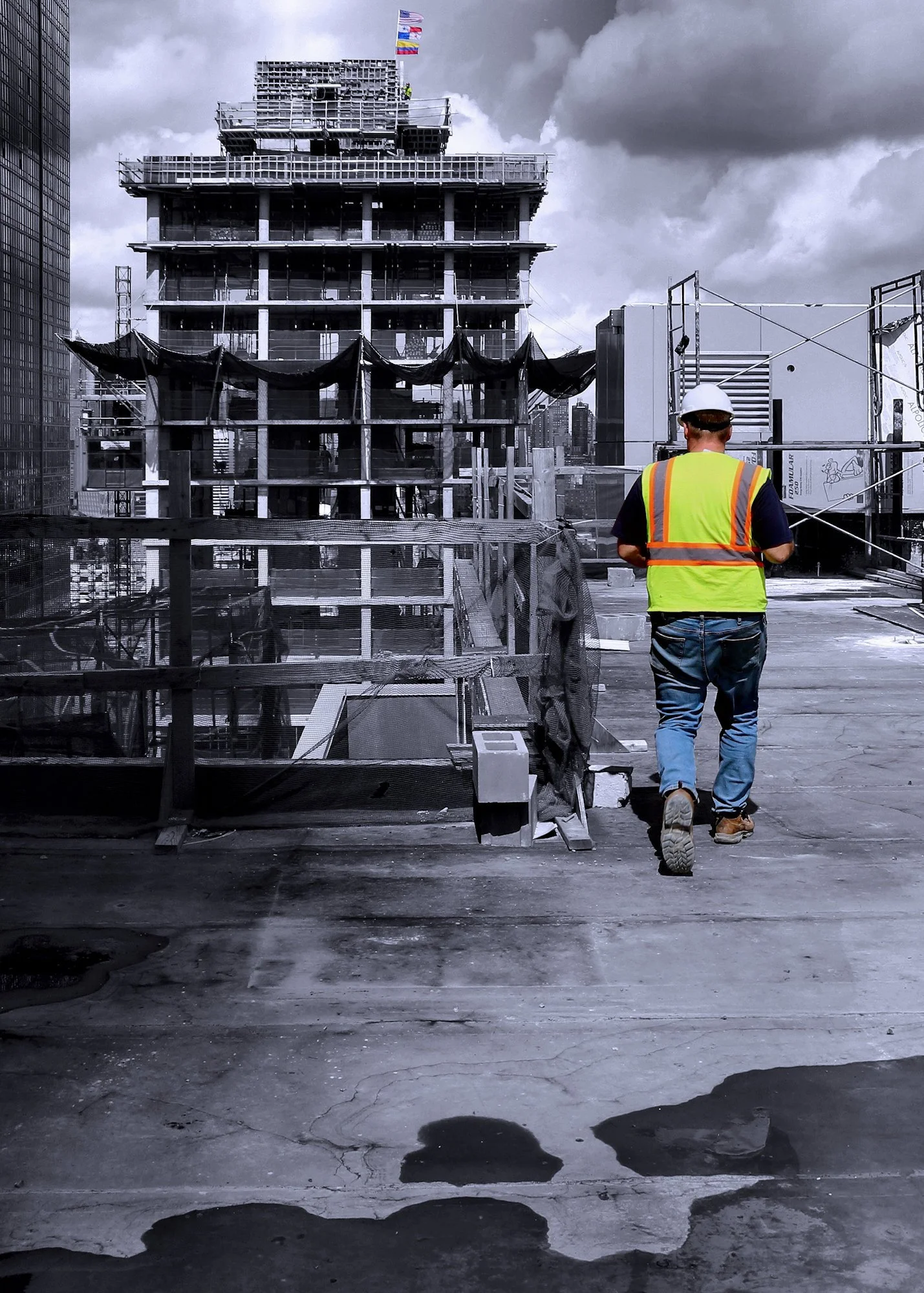 180803.B.11.Y.01 - View showing the Flags Placed at Topping Out of a Concrete Superstructure