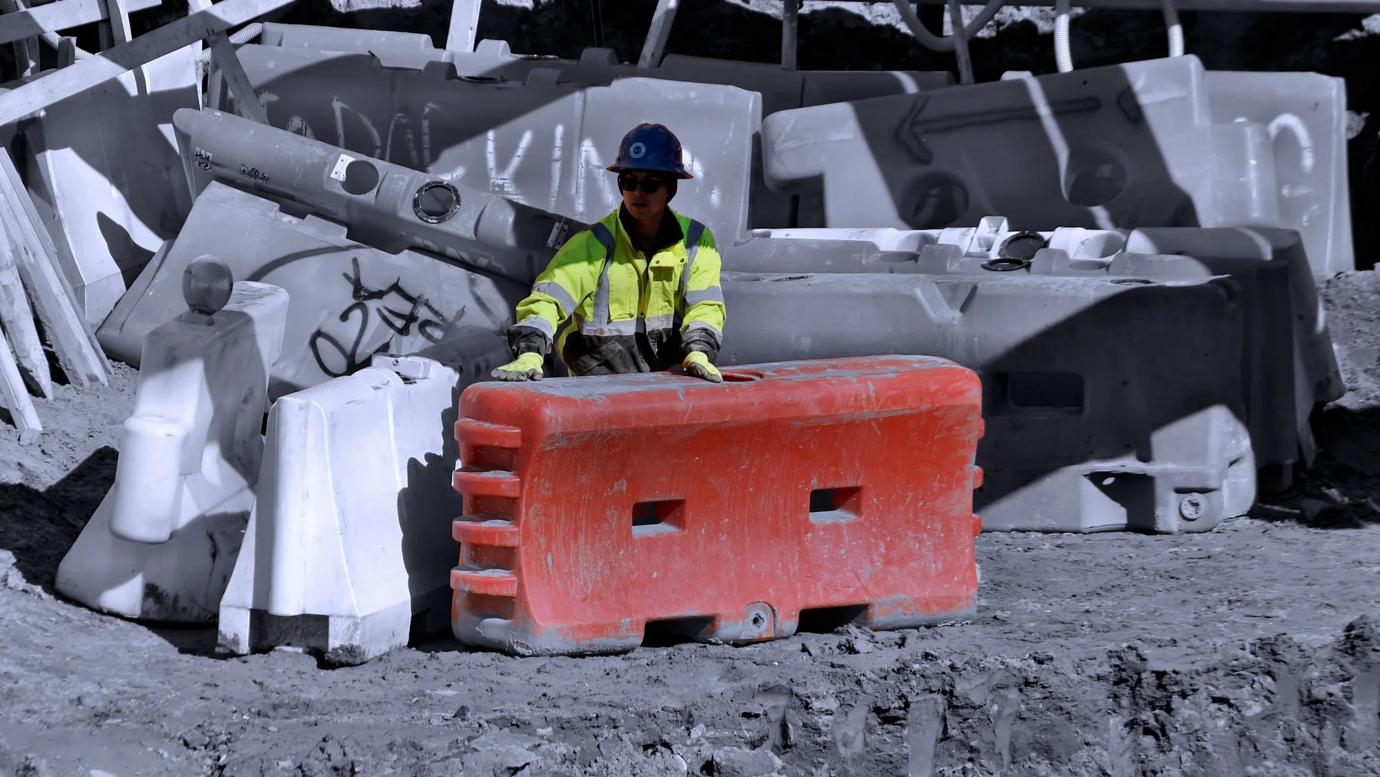 construction orange barricade sitework