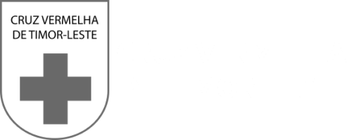Logo of Cruz Vermelha de Timor-Leste, featuring a gray cross and the organization's name in Portuguese.