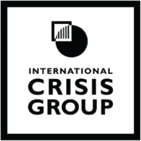 Logo of the International Crisis Group featuring a bar graph, a pie chart, and text.