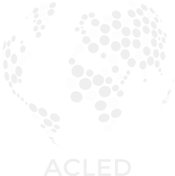 A stylized world map with white circular dots over a black background, with the word 'ACLED' below.