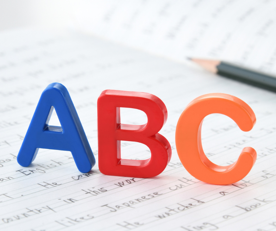 abc letter blocks on paper