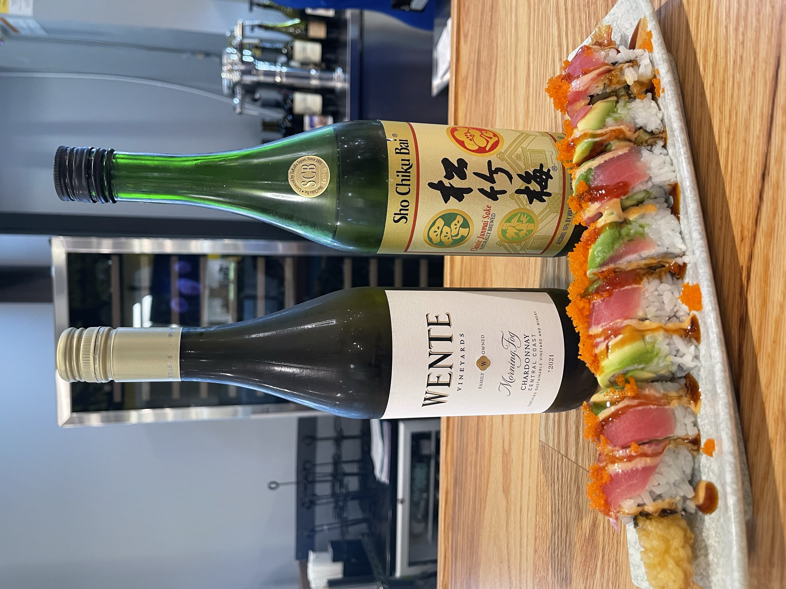 Sushi with wine tasting