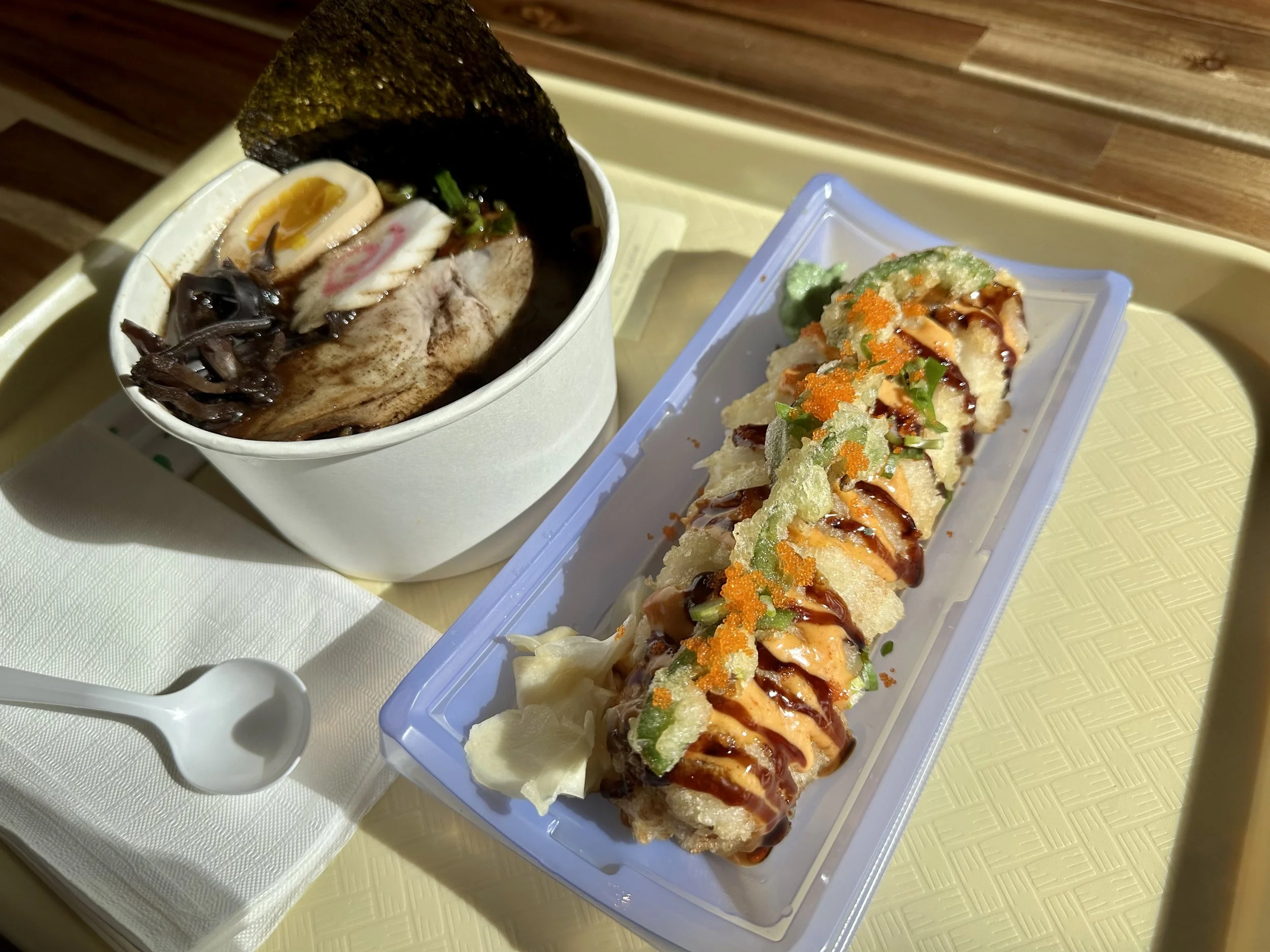 black garlic shio ramen, bubbly roll