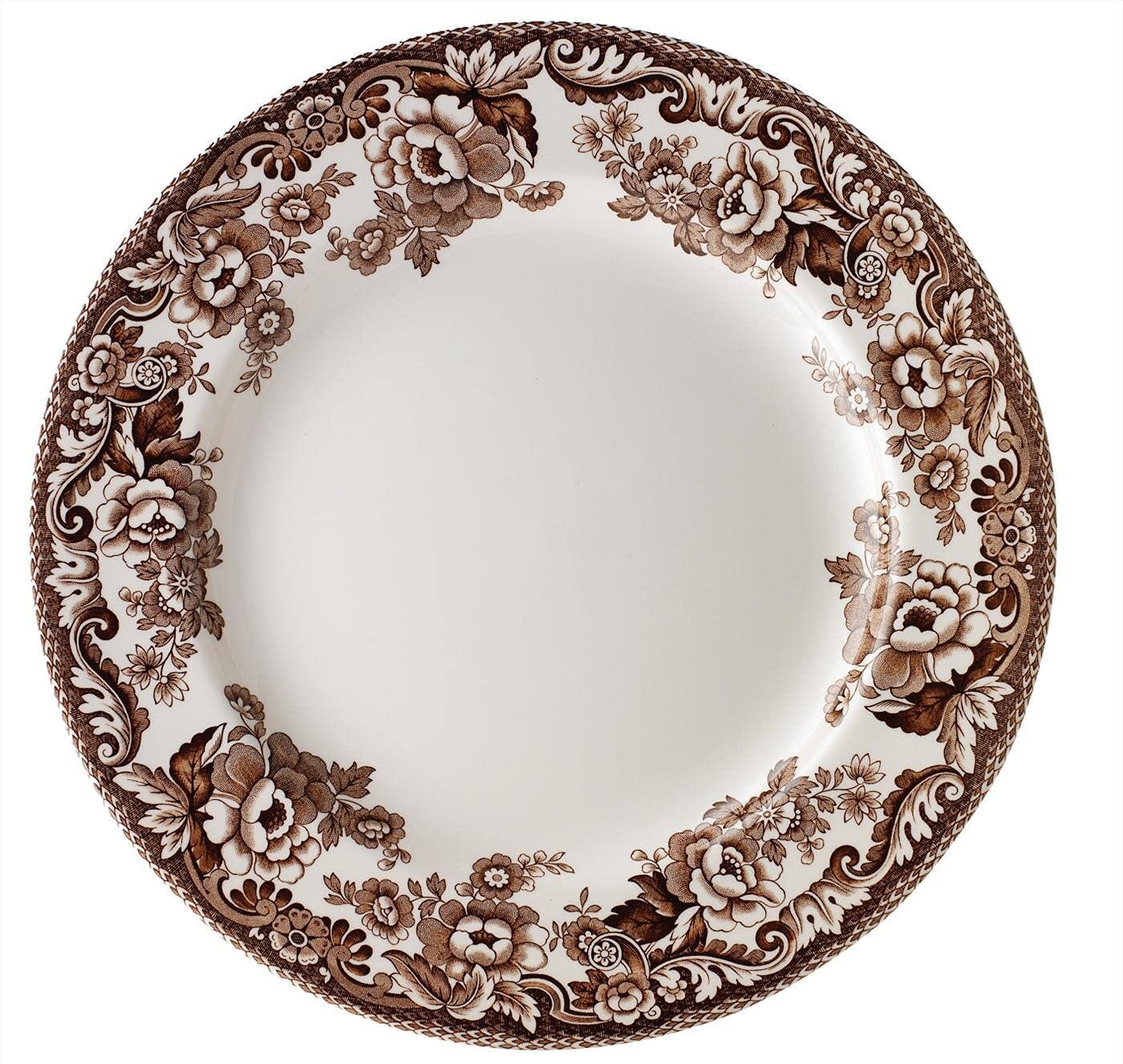 Spode Delamere -  Brown And White Scroll's And Flower's Dinner Plate