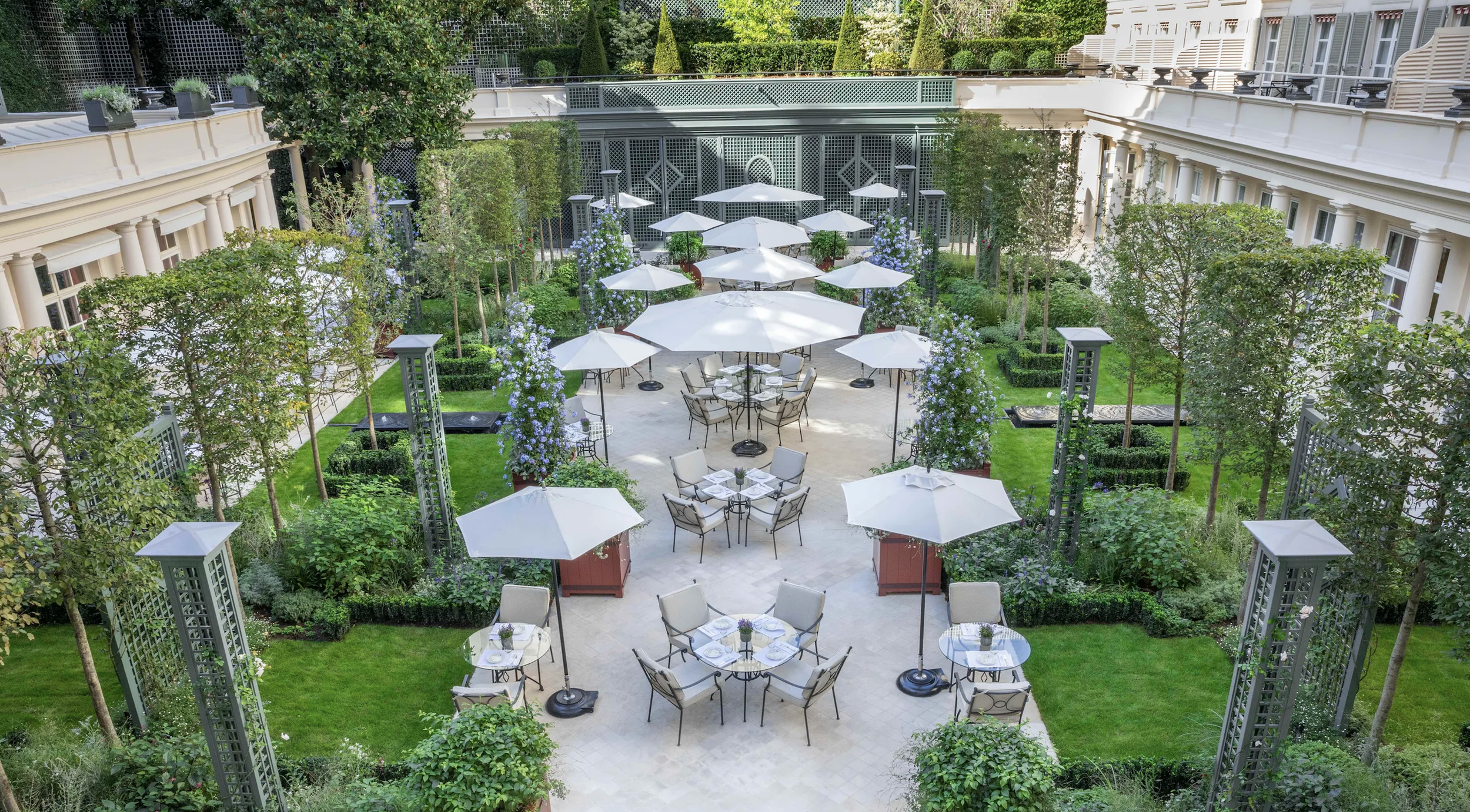 Serene garden and rooftop pool at Le Bristol Paris