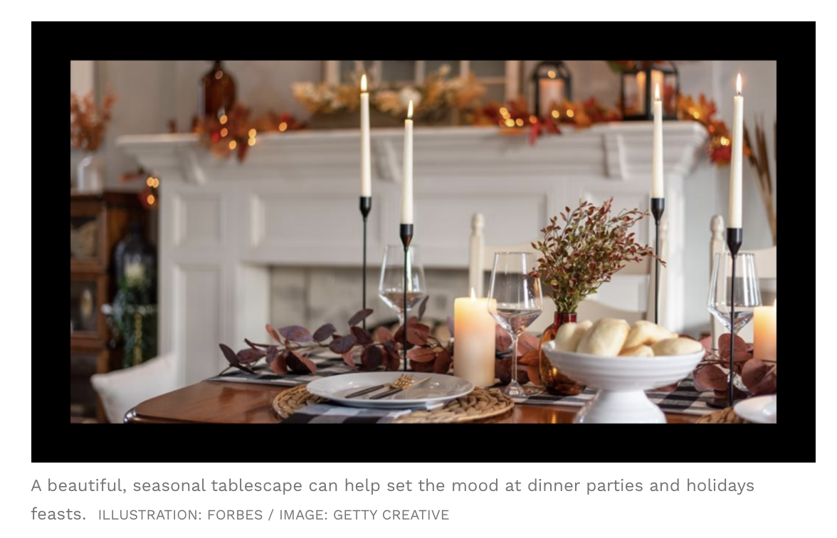 Akeshi Akinseye sharing tablescape tips featured in Forbes