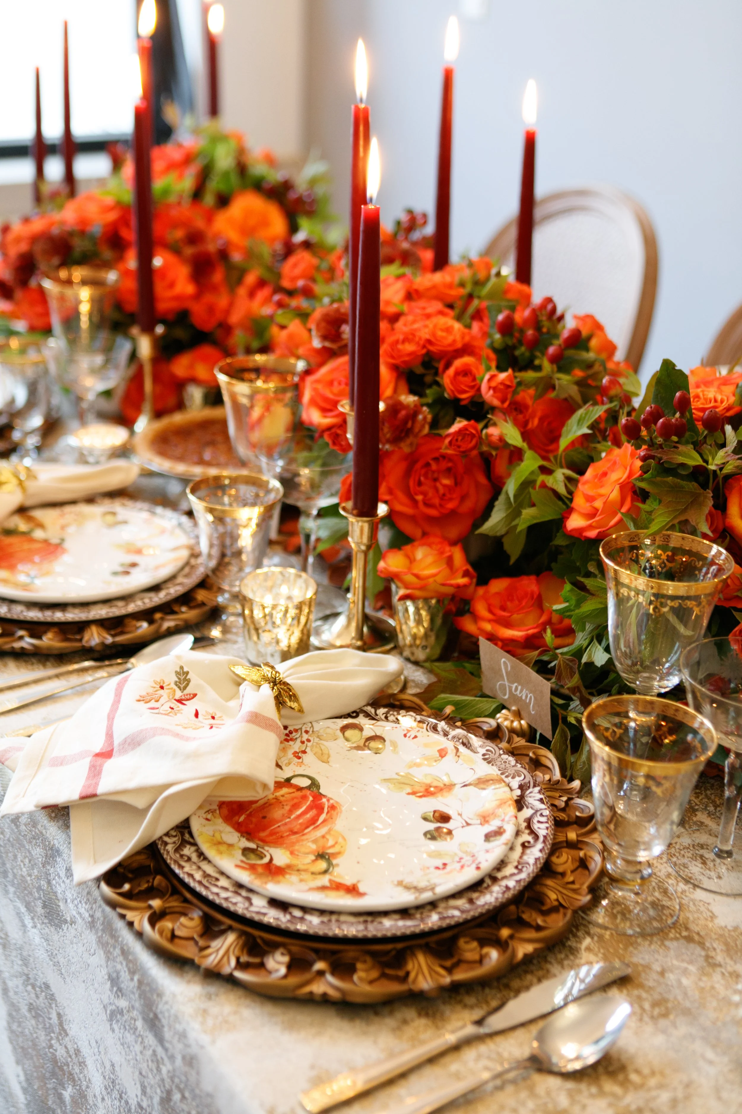 Elegant tablescape thanksgiving fall design from Festive Tables book.