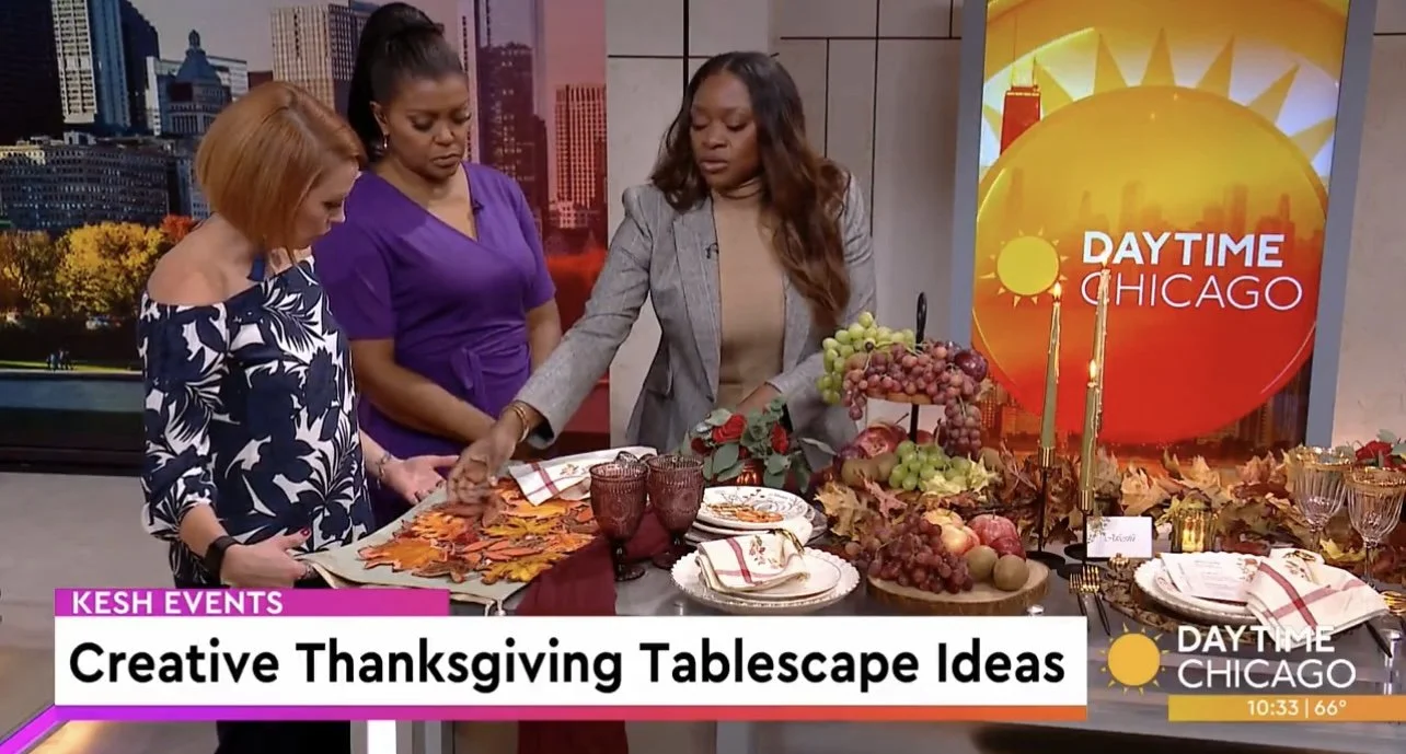 Elegant Thanksgiving tablescape with candles and seasonal flowers