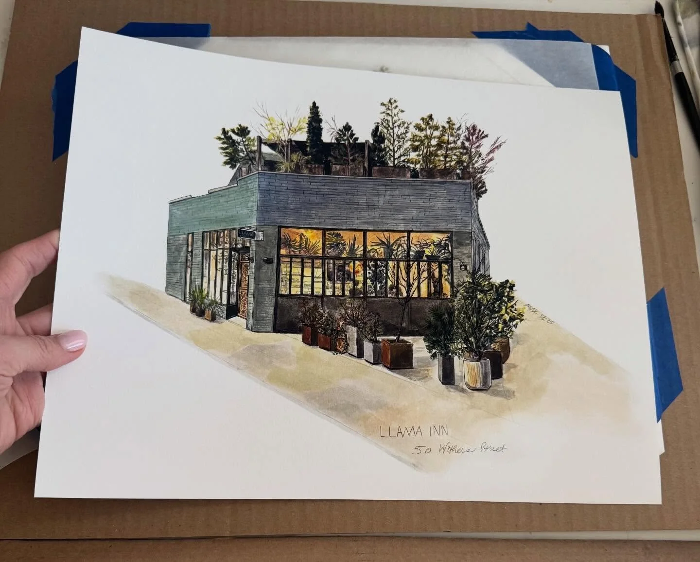 &ldquo;Llama Inn&rdquo; archival art prints. LIMITED EDITION OF ONLY 6! Please visit my website shop to purchase. Link in my bio&hellip; stay warm and positive 🩵