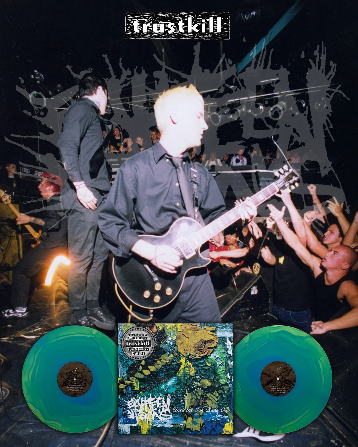 🦋 Eighteen Visions &ldquo;Until The Ink Runs Out&rdquo; 2X 12&rdquo; Gatefold Vinyl with Hologram O-Card

Trustkill exclusive Blue &amp; Green Swirl Vinyl
Limited to 100 copies with Hand Numbered Hologram O-Card
Double LP includes original Trustkill