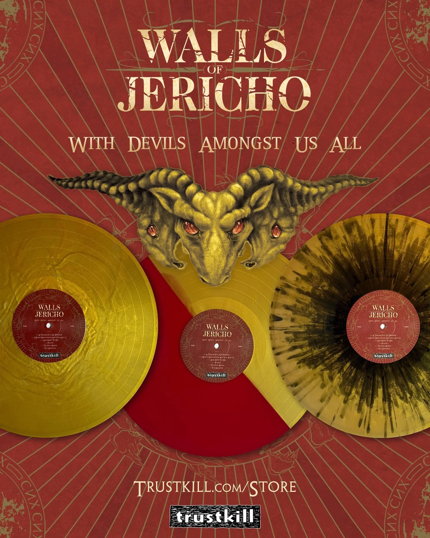 Walls Of Jericho ❌ With Devils Amongst Us All

Walls Of Jericho&rsquo;s classic Trustkill album &ldquo;With Devils Amongst Us All&rdquo; is finally available on 12&rdquo; vinyl!&nbsp;&nbsp;Pressed from the original masters and with a gold foil-stampe