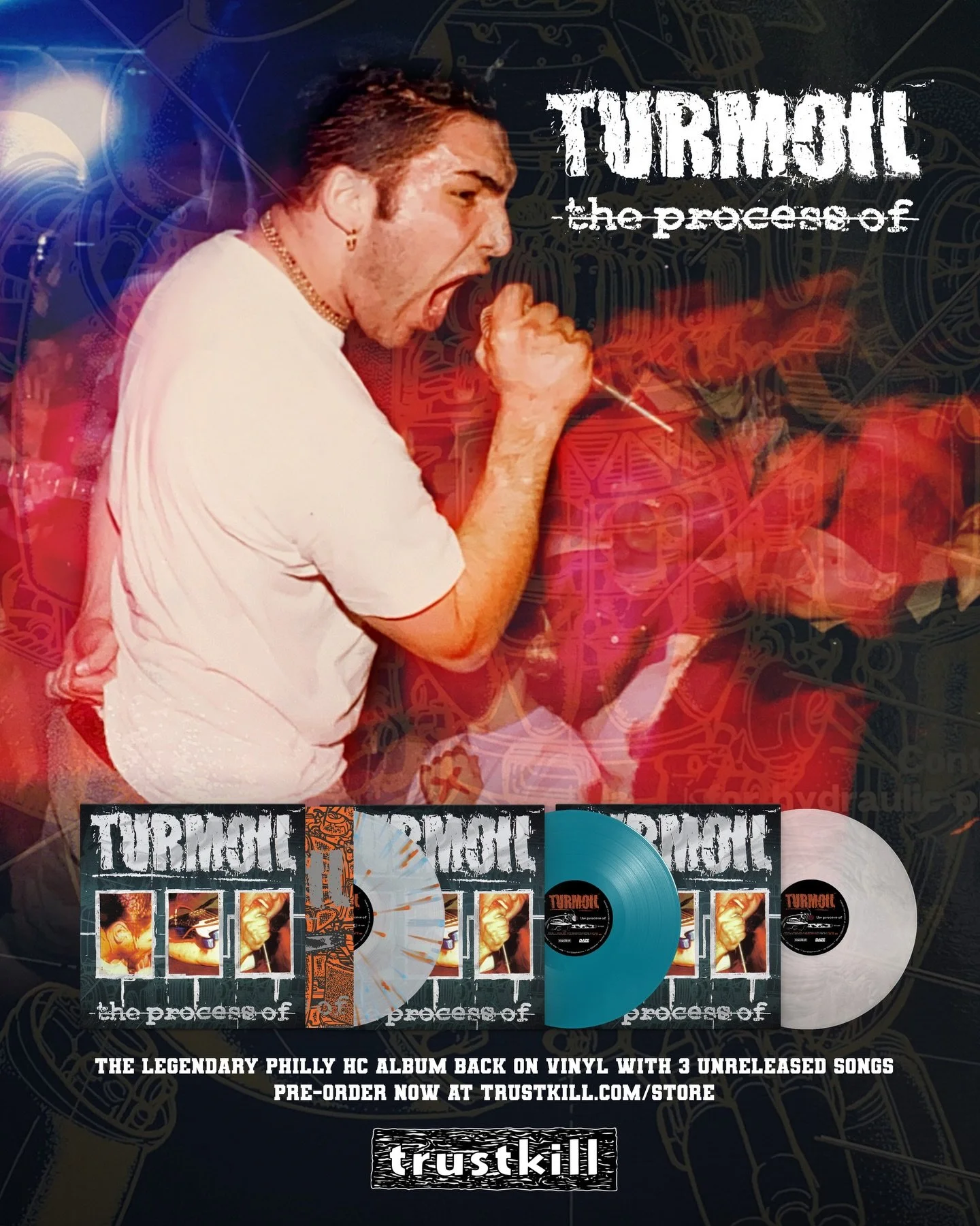 🔔 TURMOIL&rsquo;s legendary 1999 album &ldquo;The Process Of&rdquo; is finally back on 12&rdquo; vinyl through Trustkill &amp; DAZE! Comes in a beautiful silver foil stamped jacket with 3 unreleased bonus tracks.

Grab a copy at Trustkill.com/store
