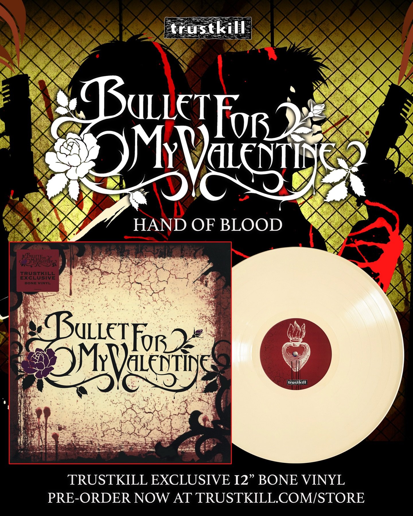 Bullet For My Valentine &ldquo;Hand of Blood&rdquo; 🩸 Trustkill Exclusive 12&rdquo; bone vinyl up for pre-order now (Limited to 1000)

Bullet For My Valentine&rsquo;s debut era began with the explosive Hand of Blood EP, setting the stage for their b
