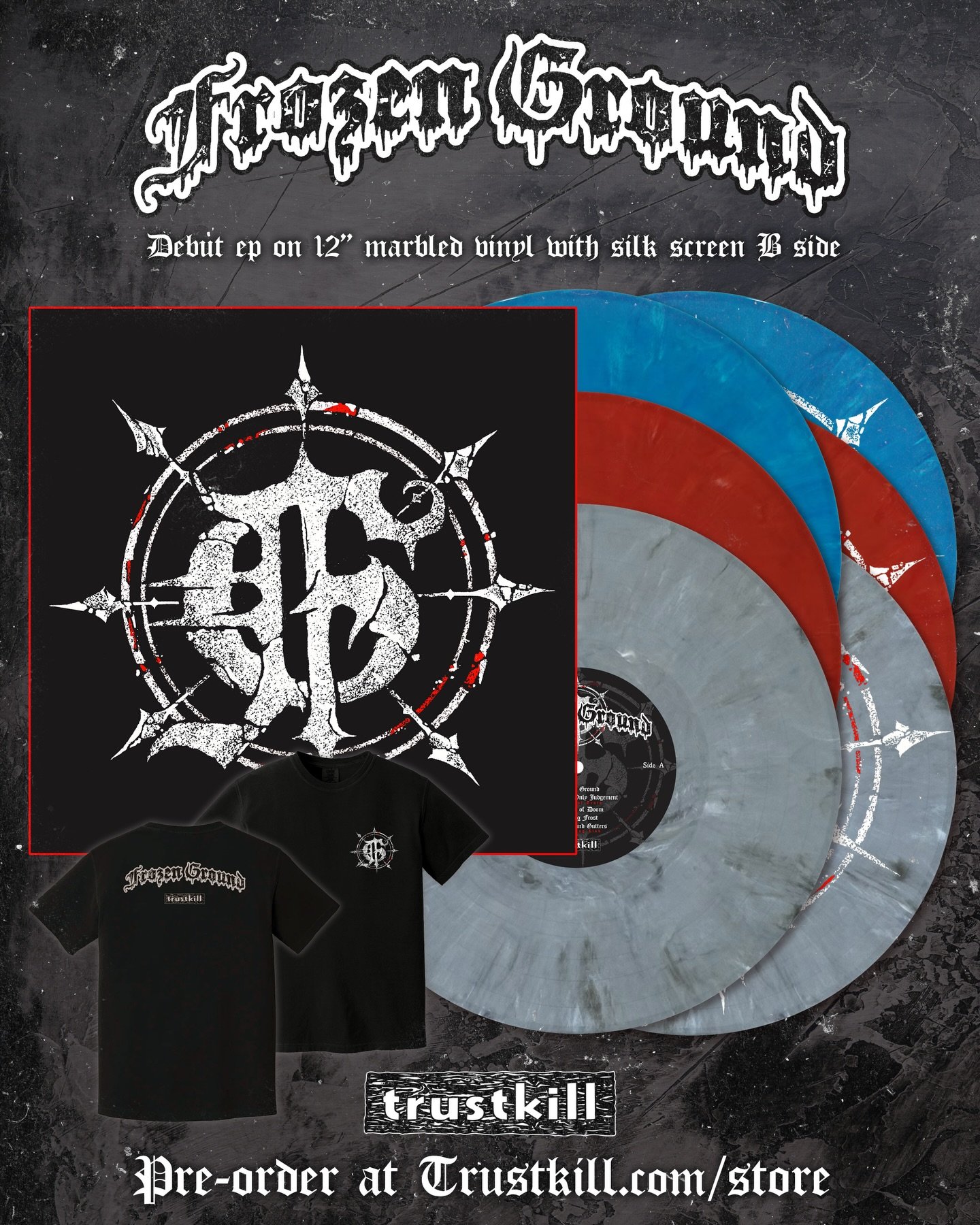 Frozen Ground 🦬 debut Trustkill EP is available for pre-order on limited marbled 12&rdquo; vinyl with silk screen B side and a NEW shirt!

🛒 Trustkill.com/store

1) &ldquo;Frozen Ground&rdquo;
2) &ldquo;No Values, Only Judgment&rdquo; (Ft. Michael 