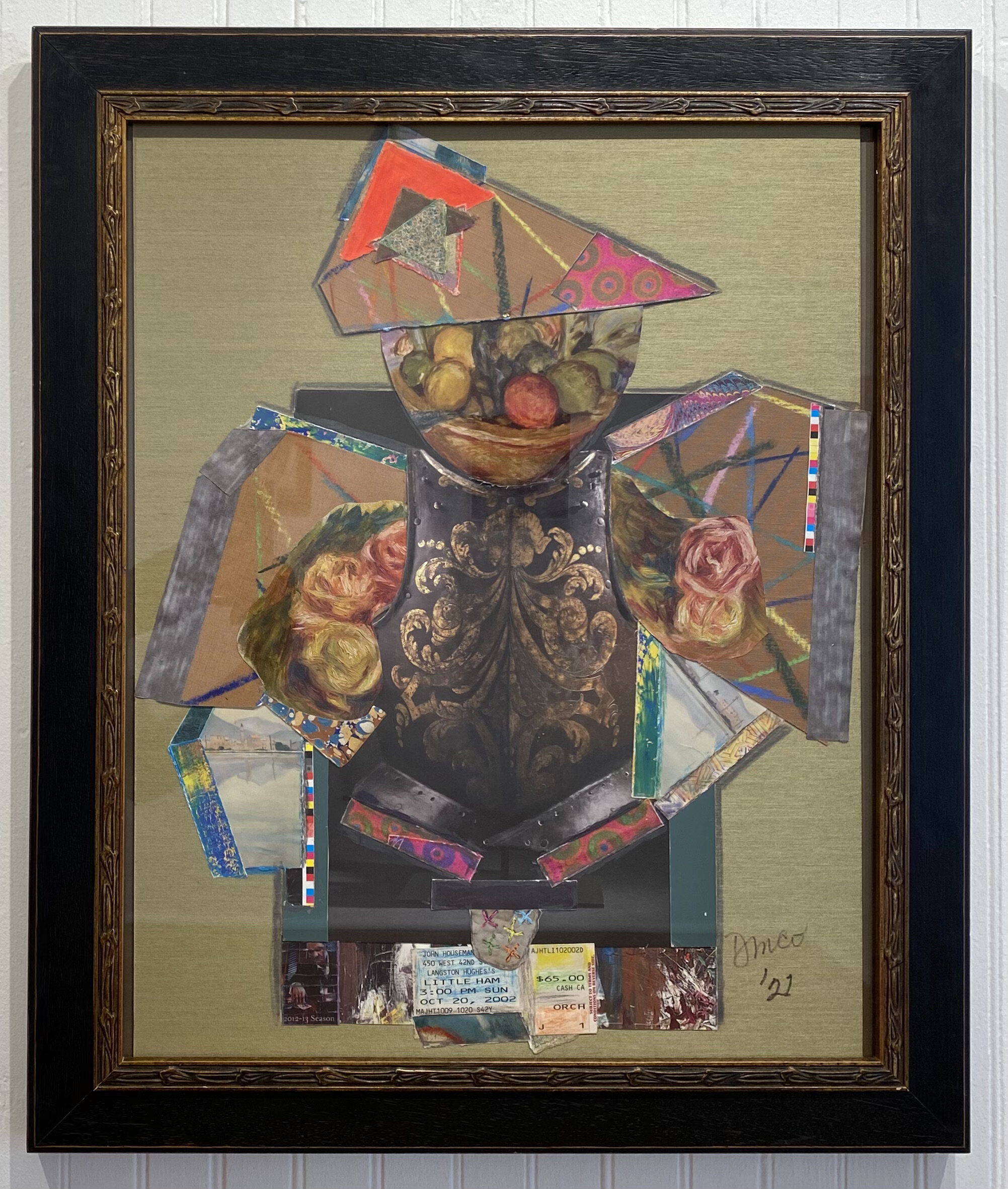Dwight Owsley, "Armed for Houseman’s ‘lil’ Ham", 2021, collage, 20 ¾ x 24 ¾”