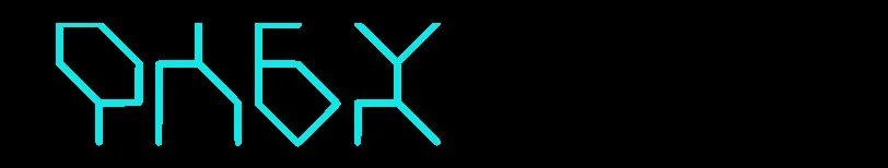 Text in neon or digital style letters spelling PHOENX