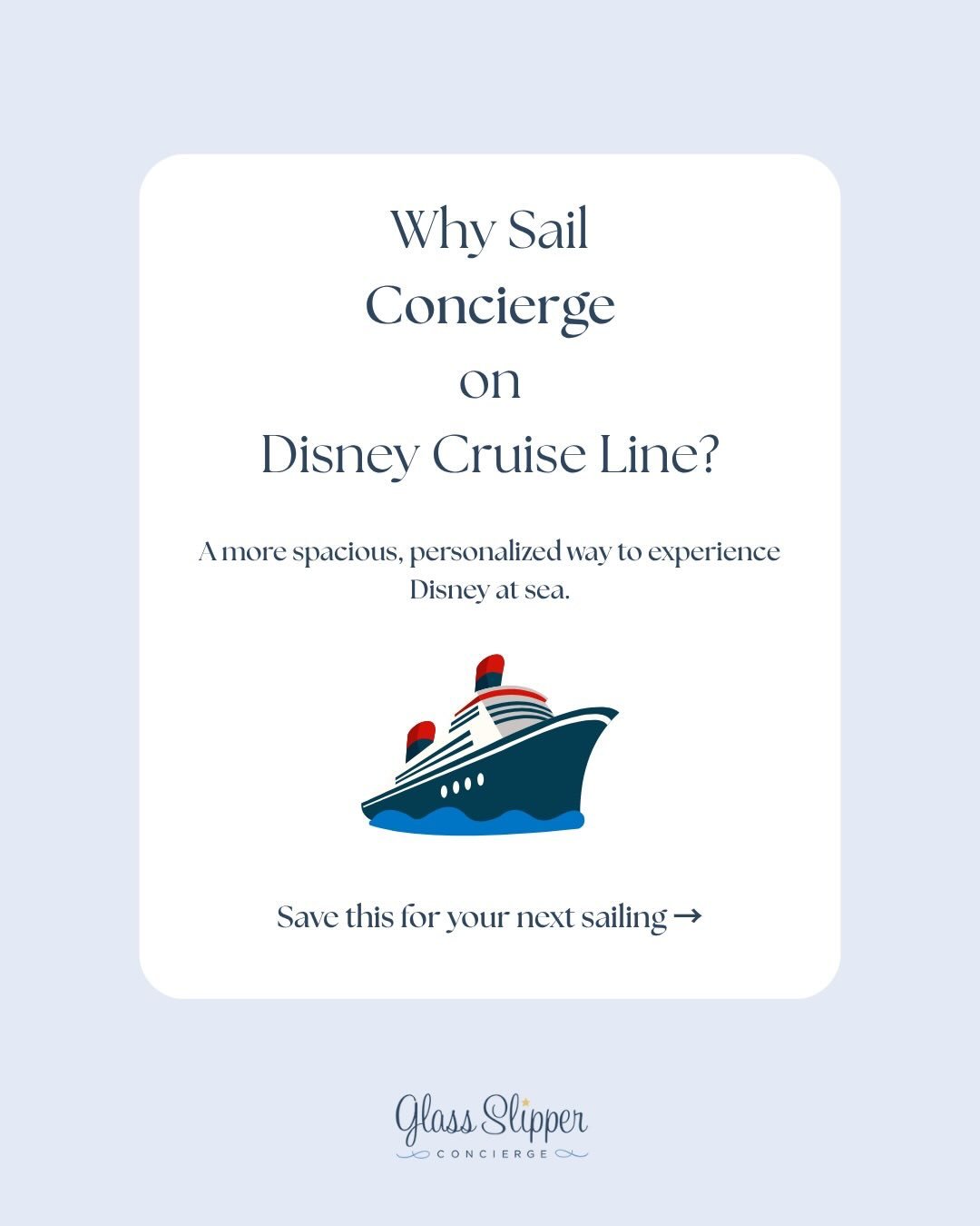 Why sail Concierge on Disney Cruise Line? ✨

Because sometimes the biggest luxury is having more taken care of for you.

From priority access and personalized Concierge service to exclusive spaces, elevated accommodations, and extra touches throughou