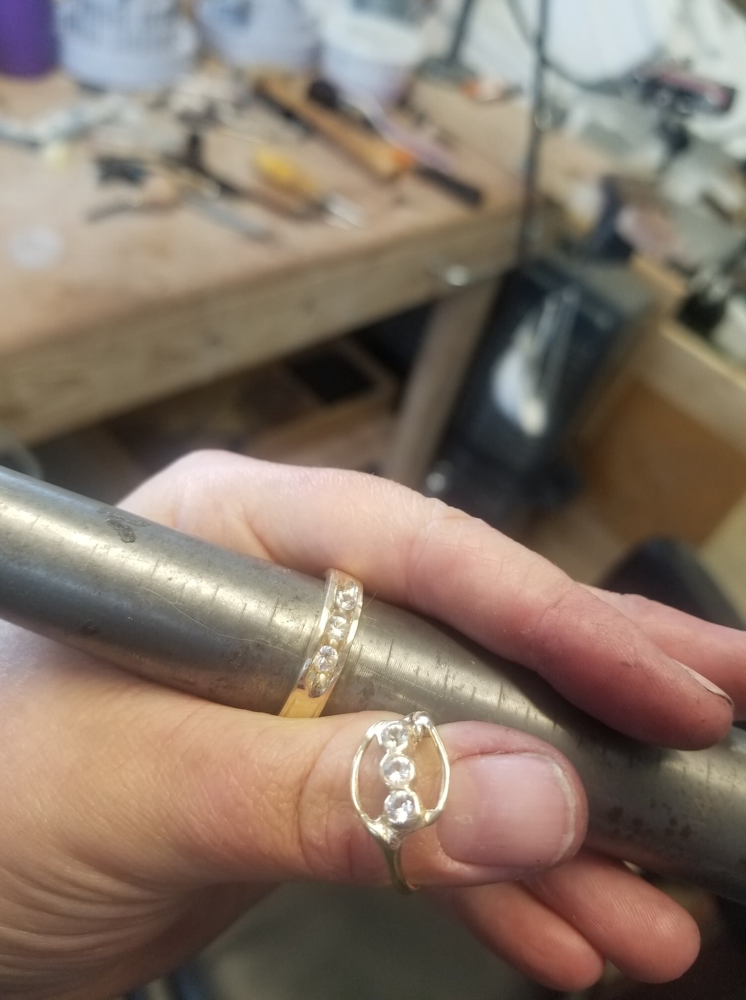 The stone setting process! The channel setting was a real challenge for me (and the majority of the reason I started this project over and over and over and over again) But after a lot of research and trial and error, I finally nailed it!