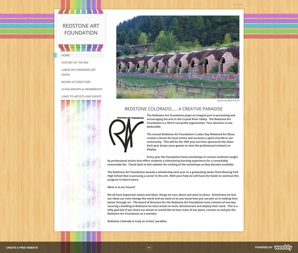 BEFORE: DIY Weebly website created by Redstone Art Foundation volunteer