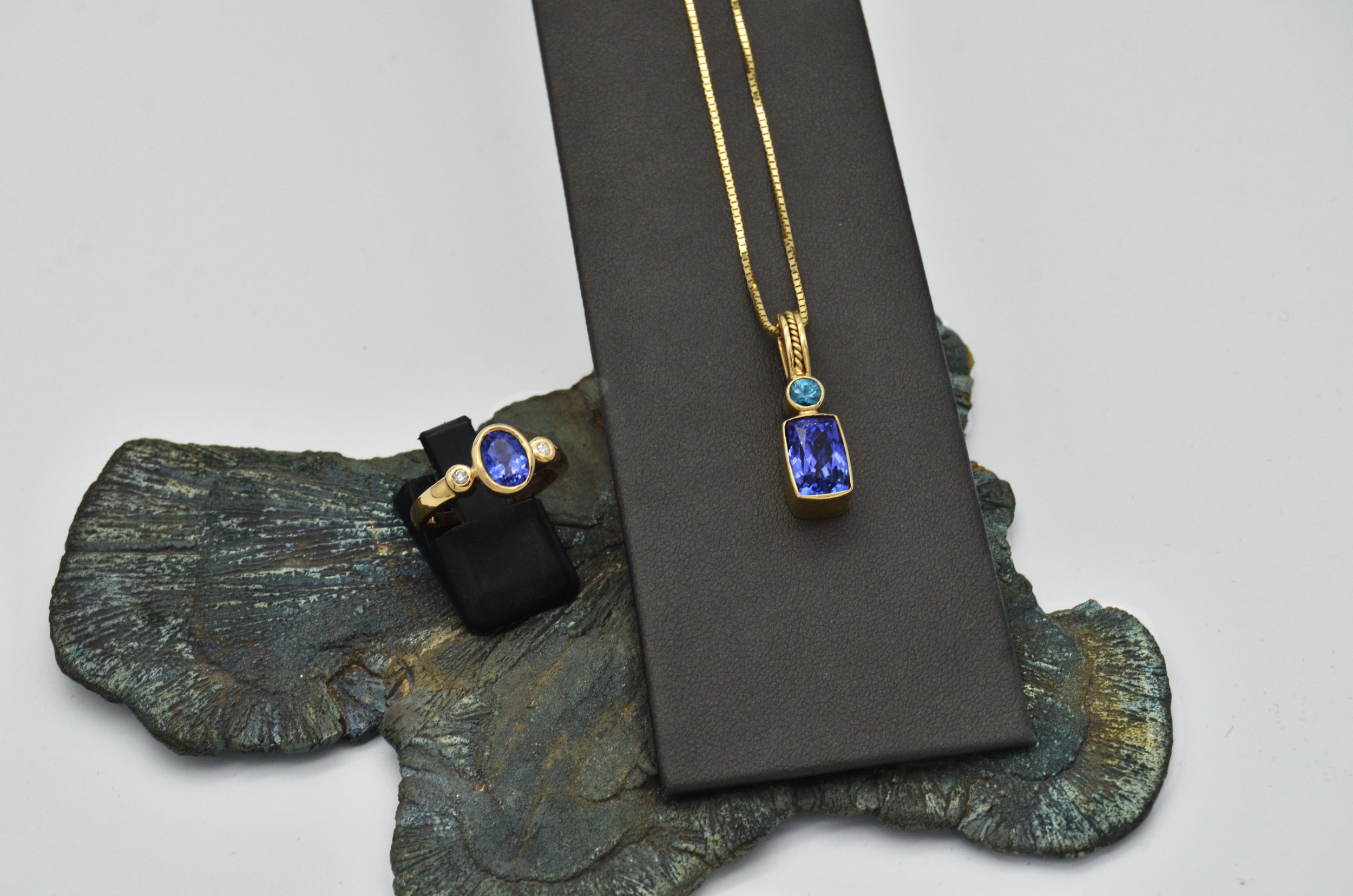 14k Tanzanite Blue Topaz pendant with Tanzanite and diamond ring.jpg