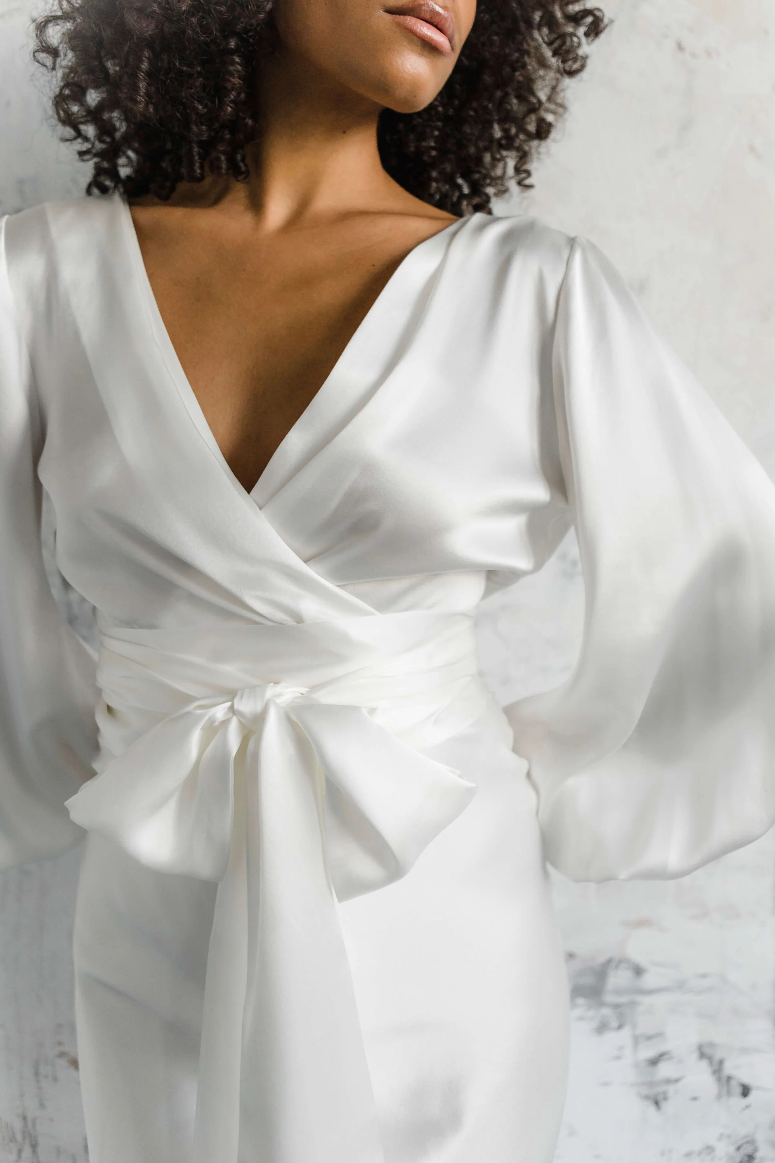 ivory silk wrap blouse