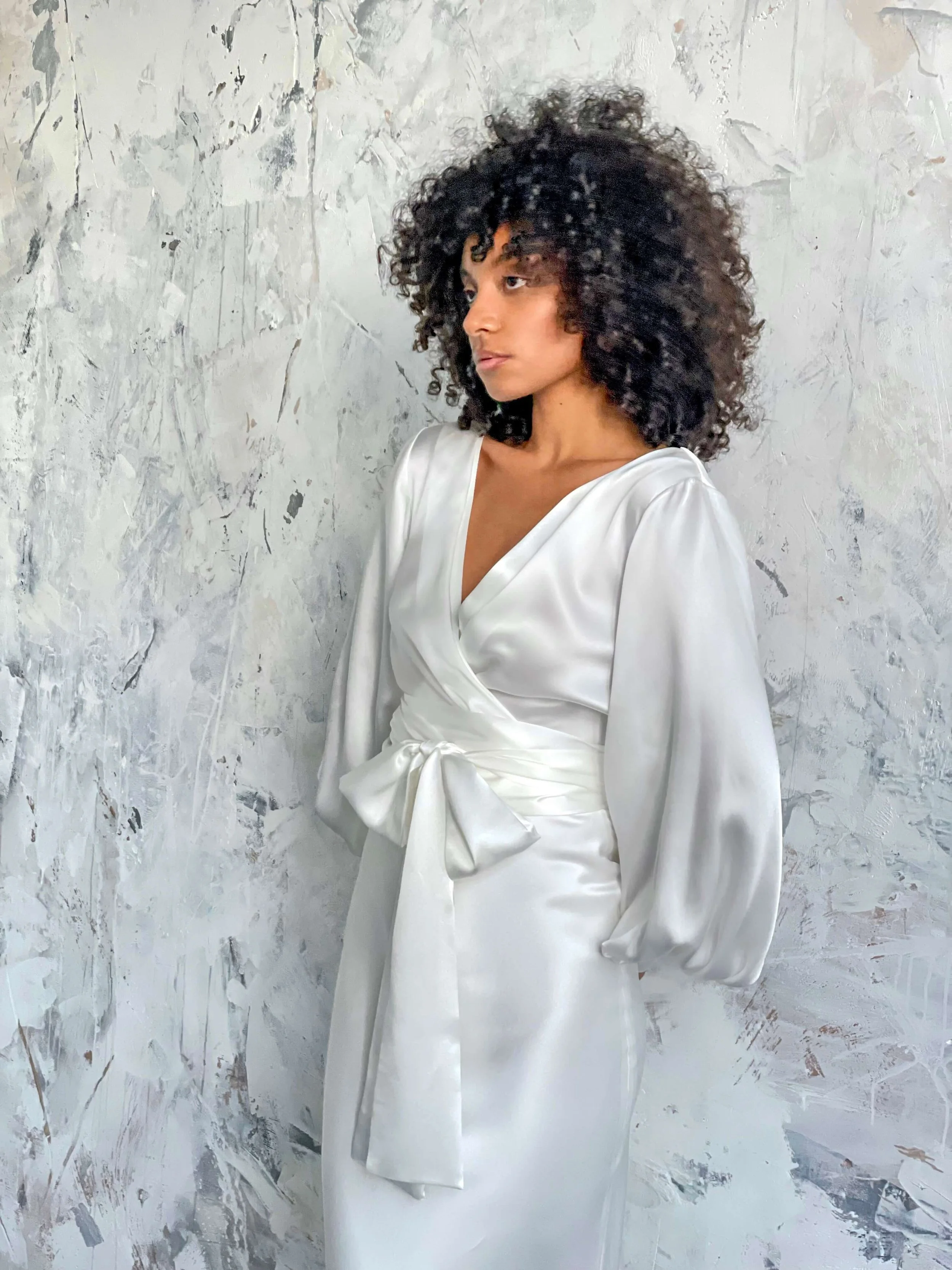 silk wrap blouse wedding