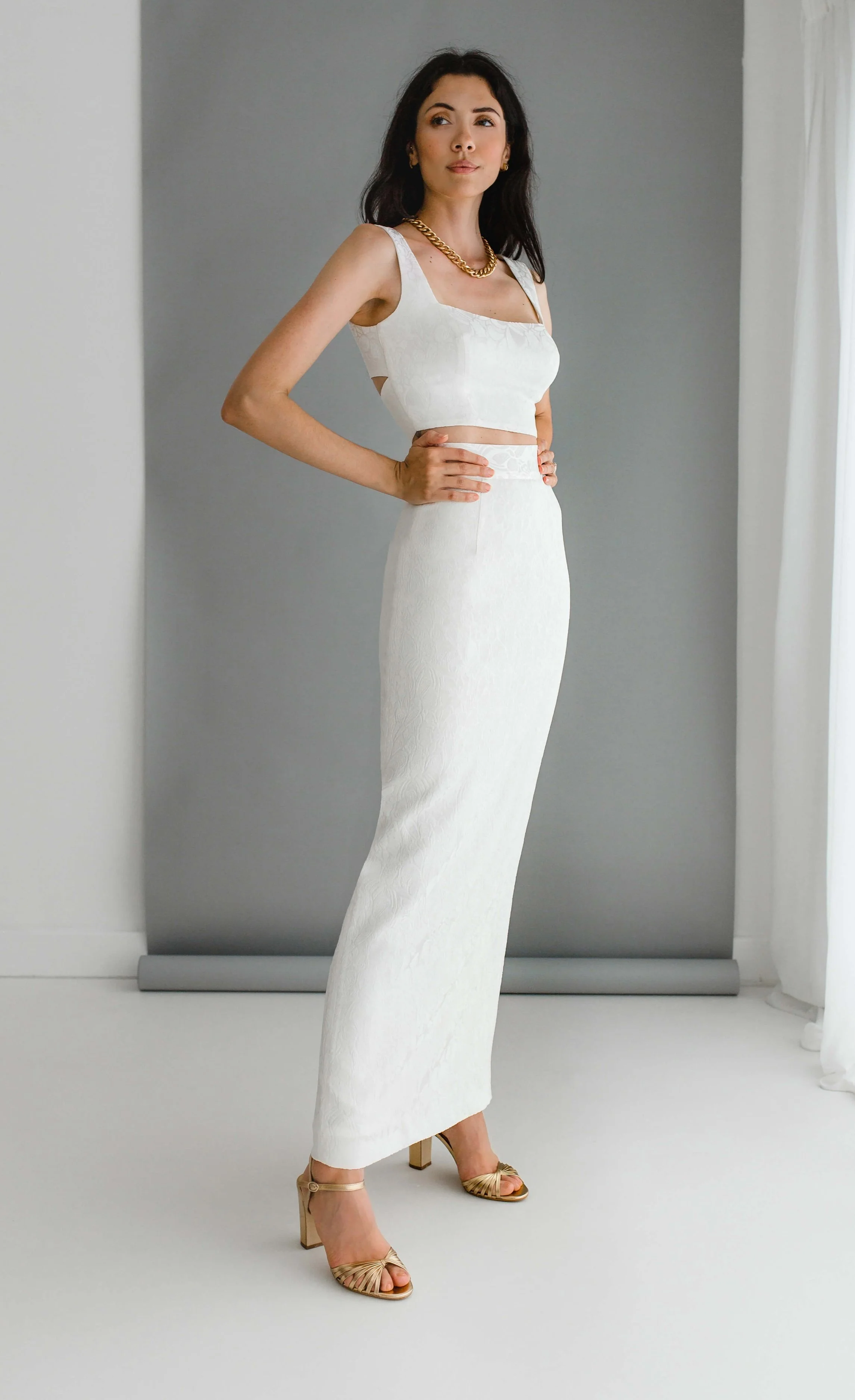 square neck wedding dress